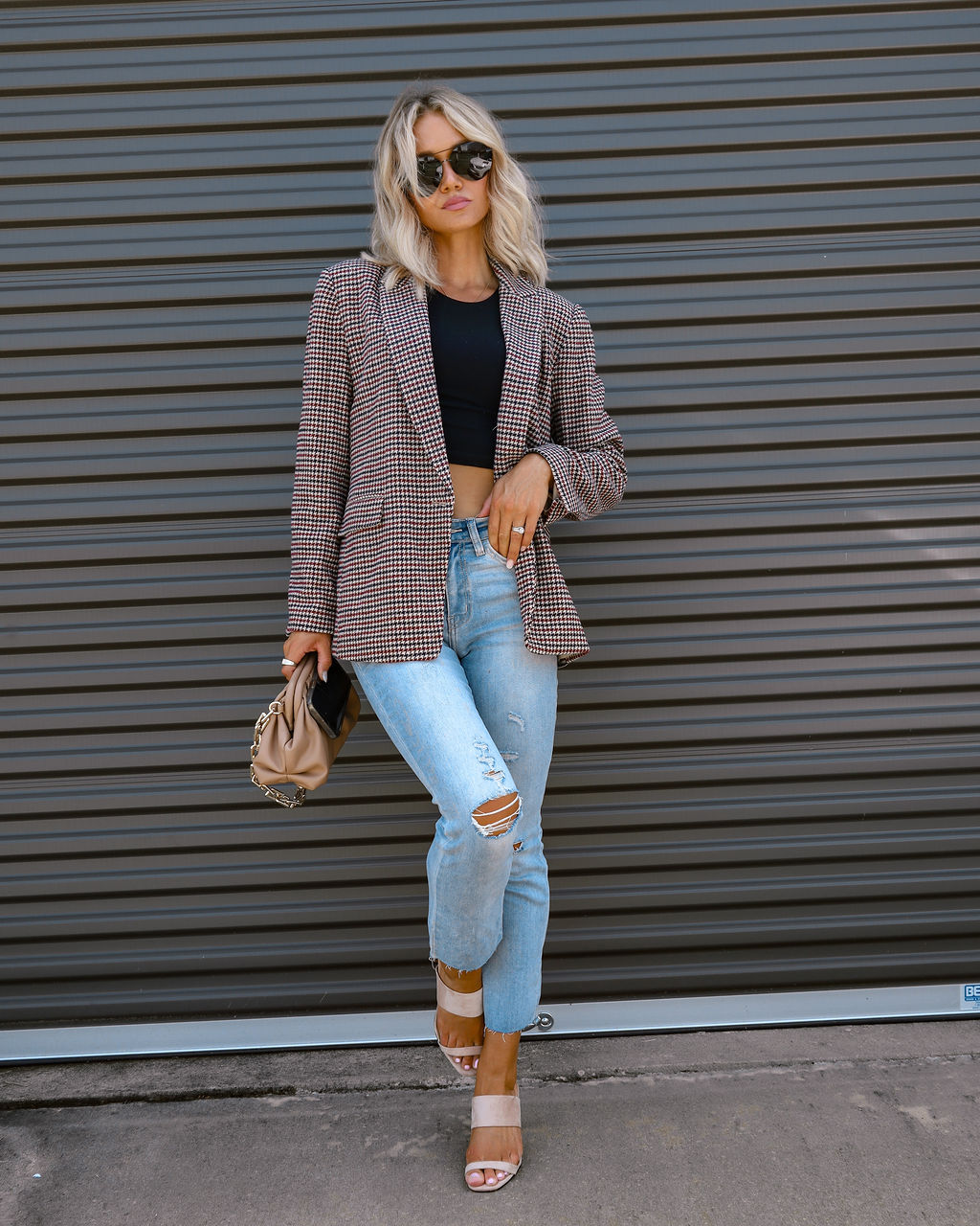 Daily News Plaid Pocketed Blazer