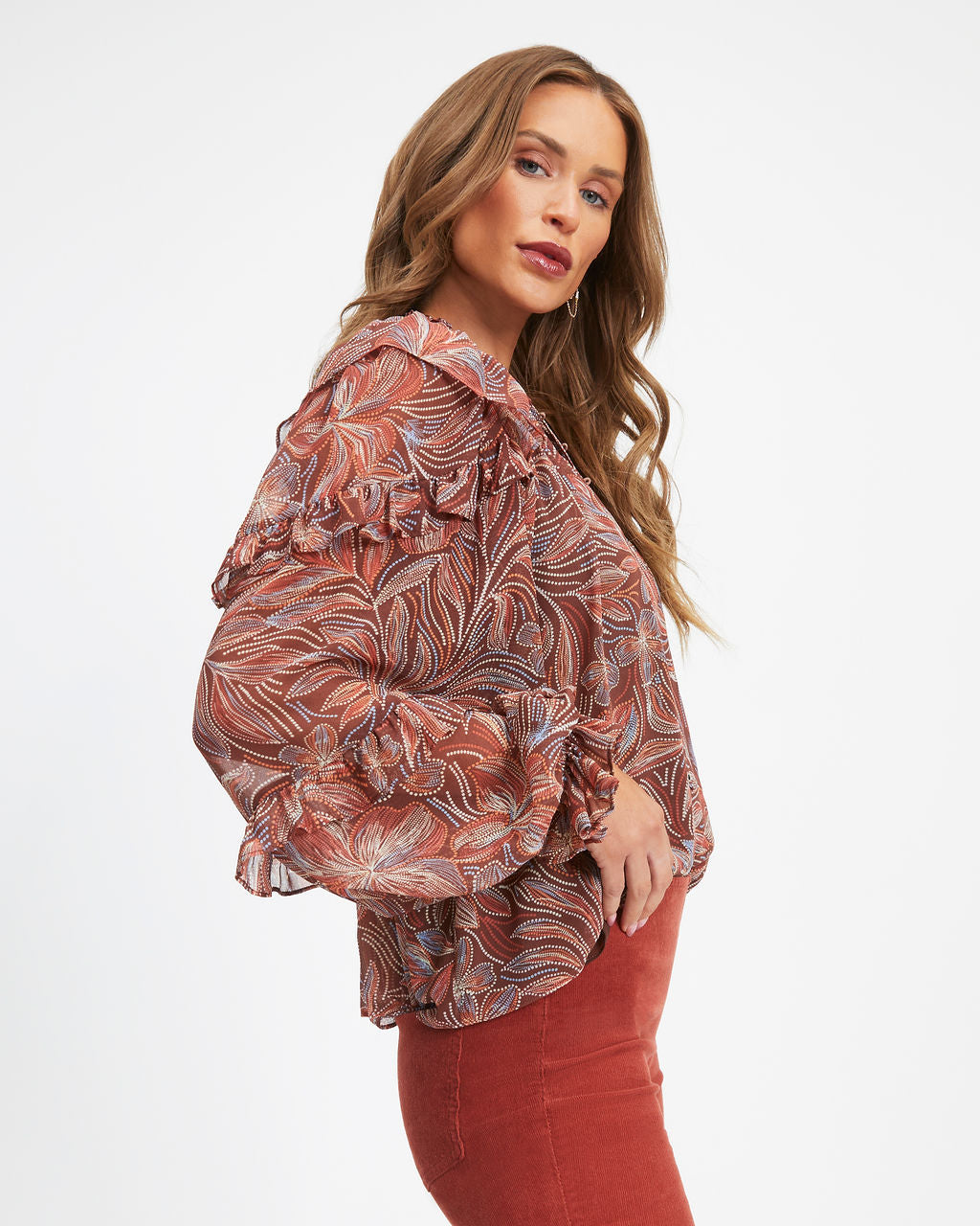 Good Day Floral Ruffle Top