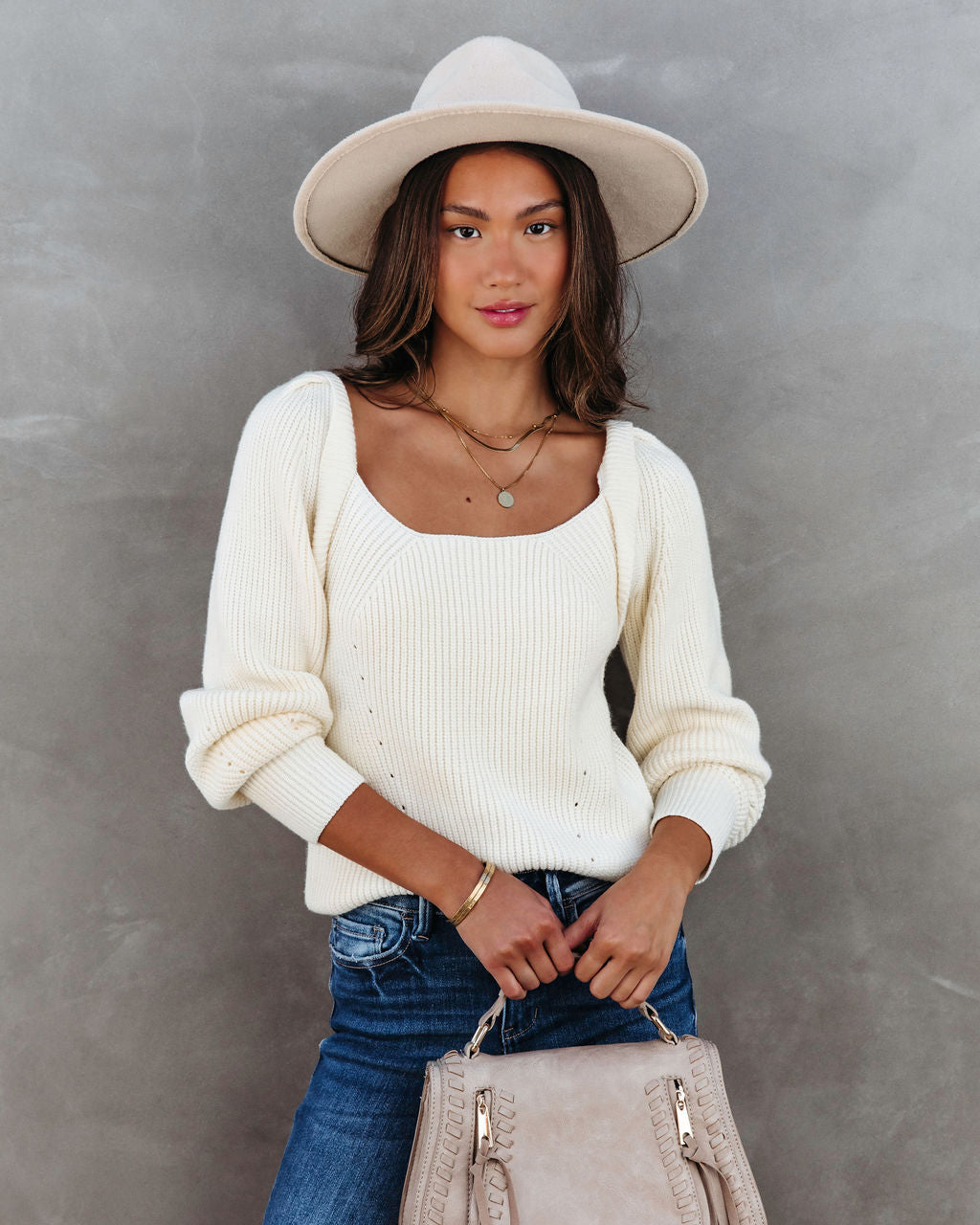 Wynter Knit Long Sleeve Top - Ivory - SALE