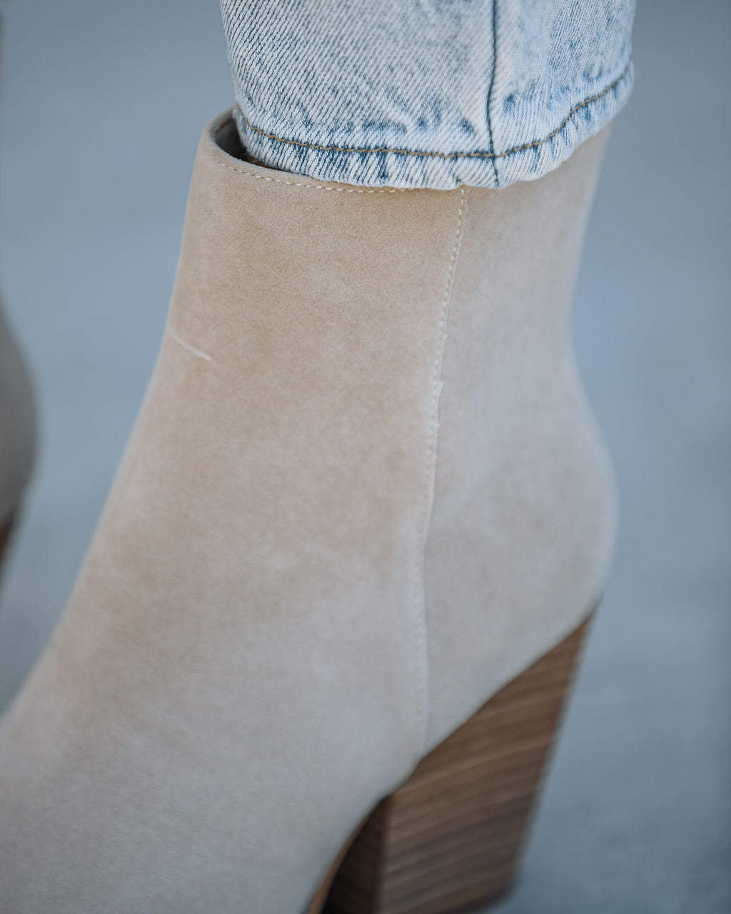 Rowyn Faux Suede Heeled Bootie - Beige