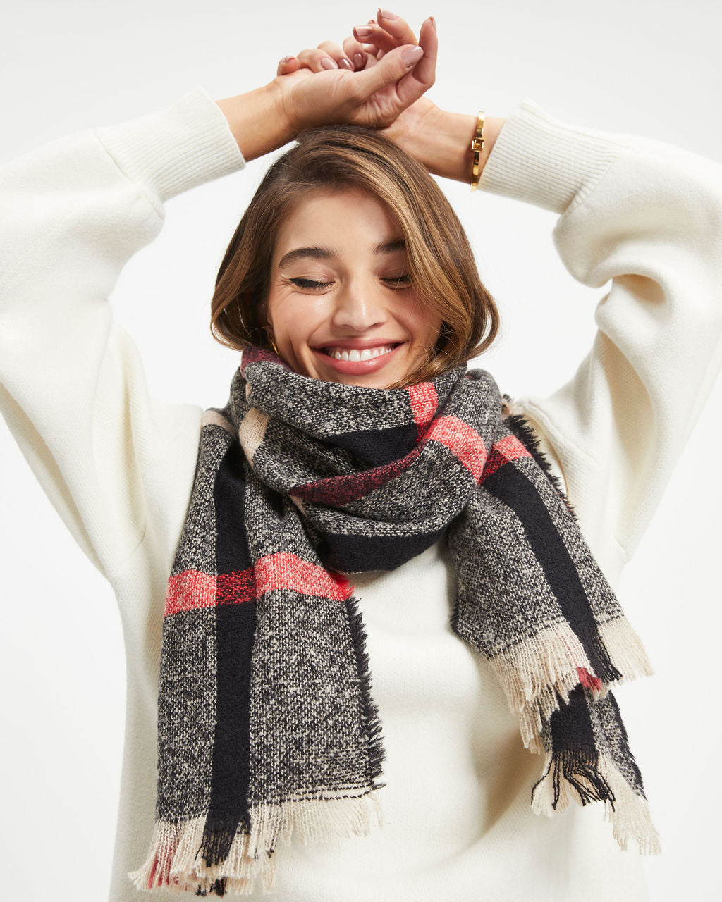 Brandon Plaid Frayed Scarf