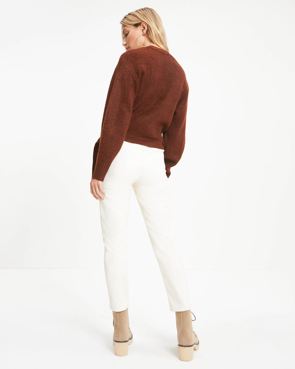 Bundle Me Up Wrap Pullover Sweater - Chocolate