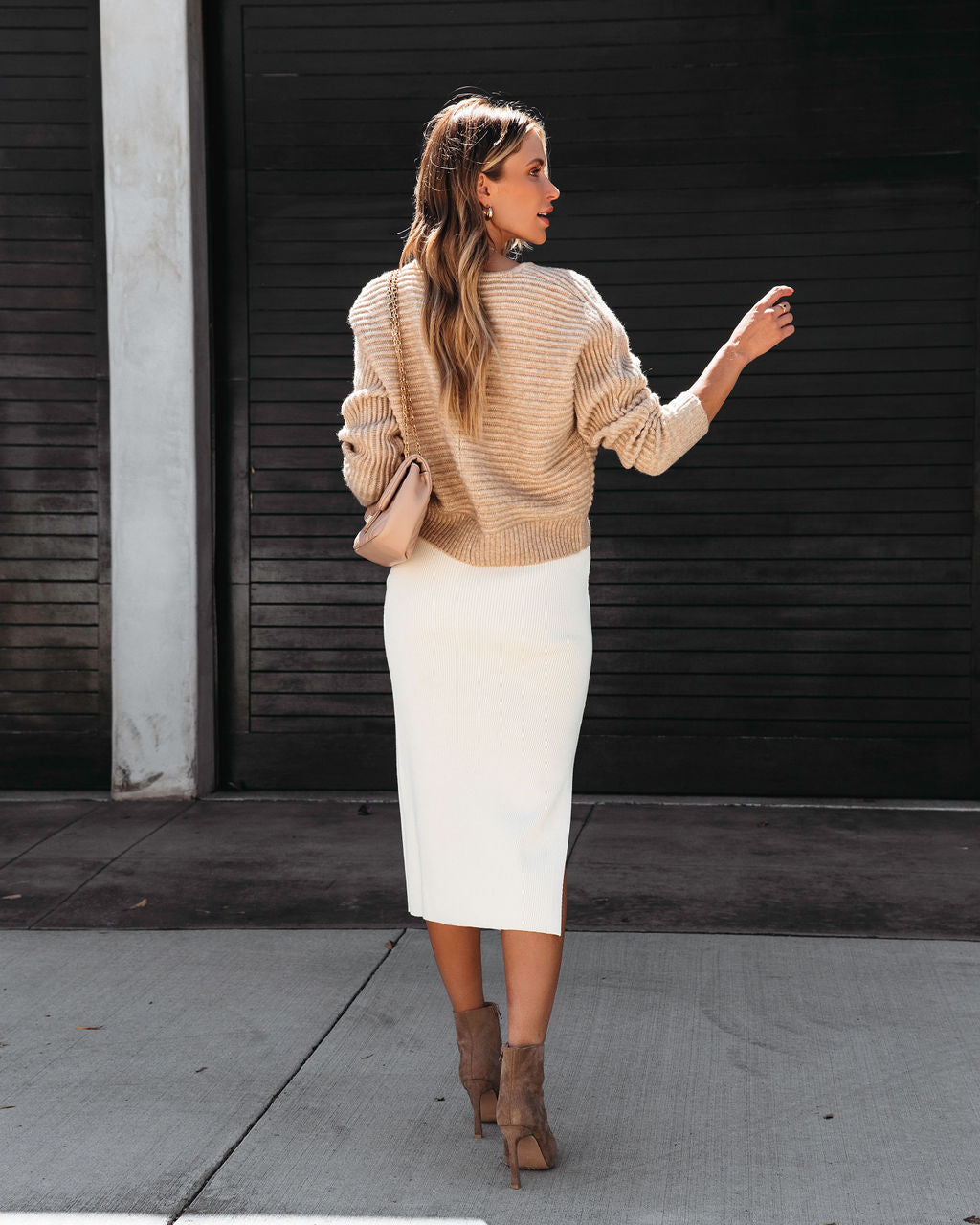 Beyond Words Textured Ribbed Knit Pullover Sweater - Beige