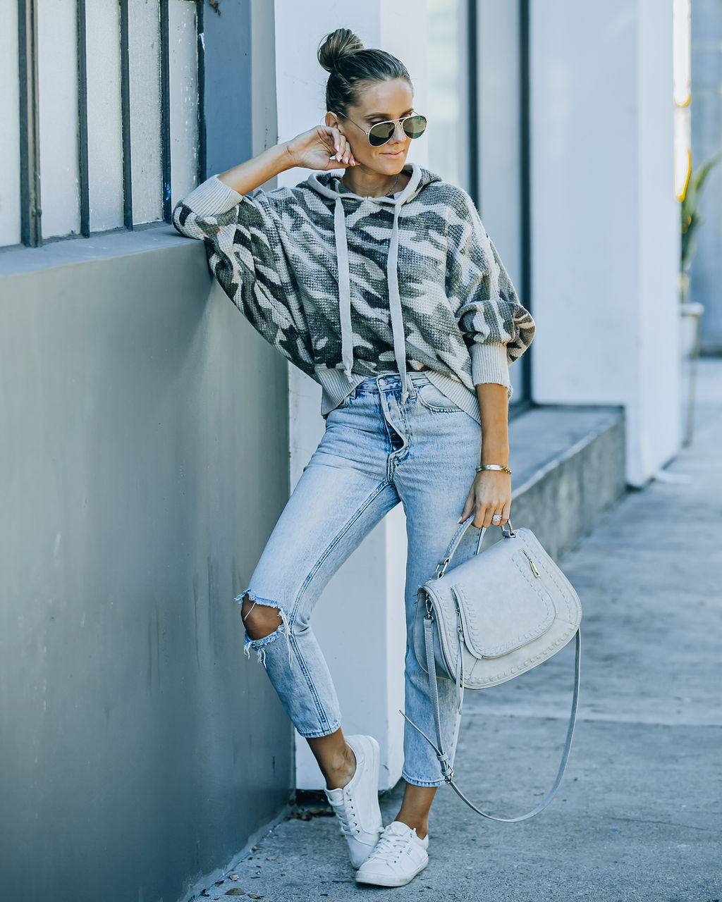 Brent Hooded Thermal Camo Sweater - SALE