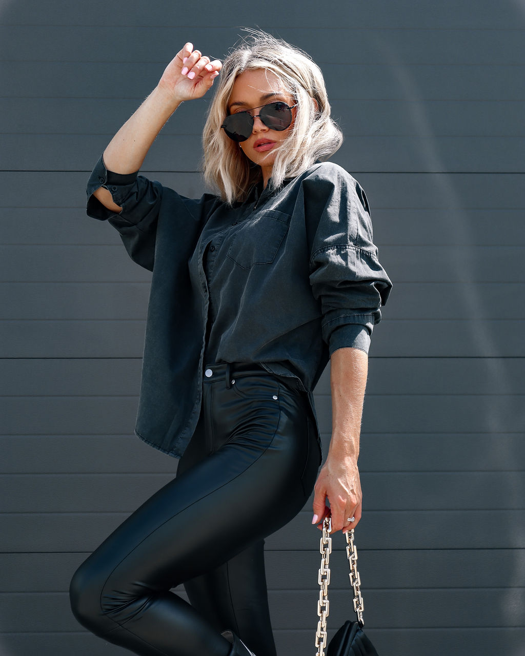 Surplus Cotton Collared Button Down Top - Washed Black