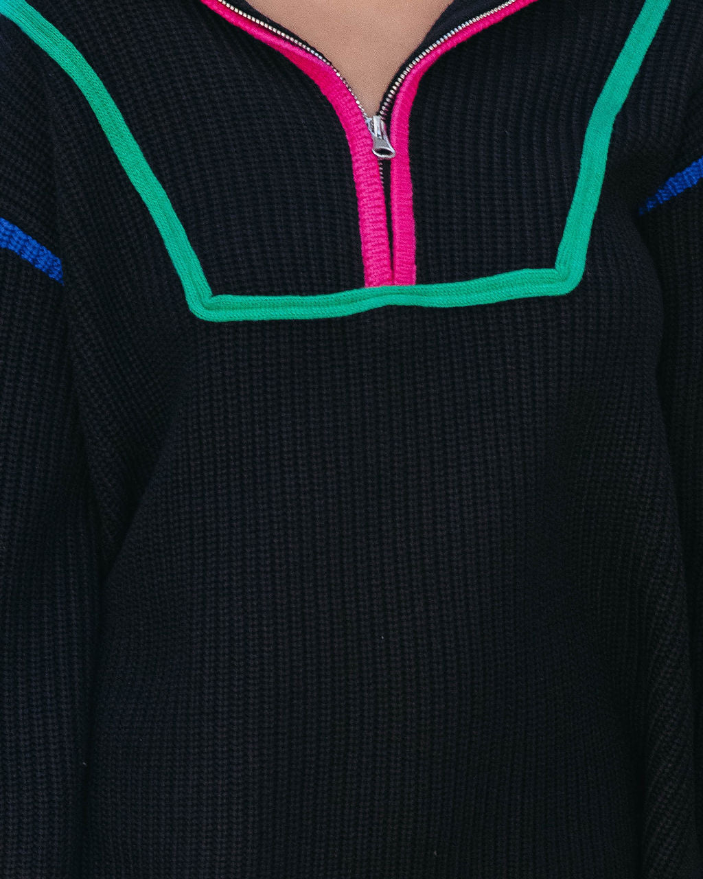 On Another Level Knit Half Zip Pullover Sweater - Black