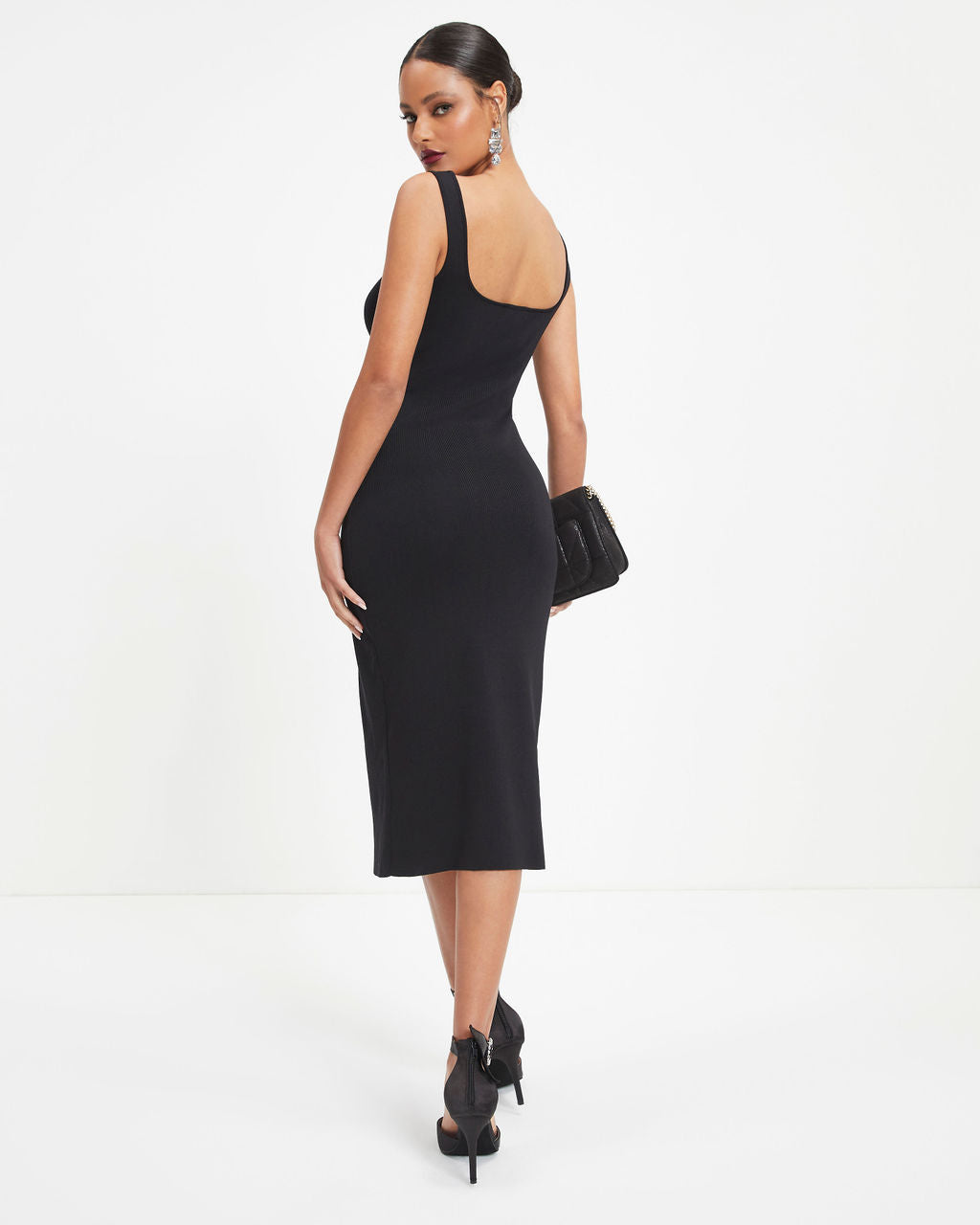 Never A Regular Knit Midi Dress - Black