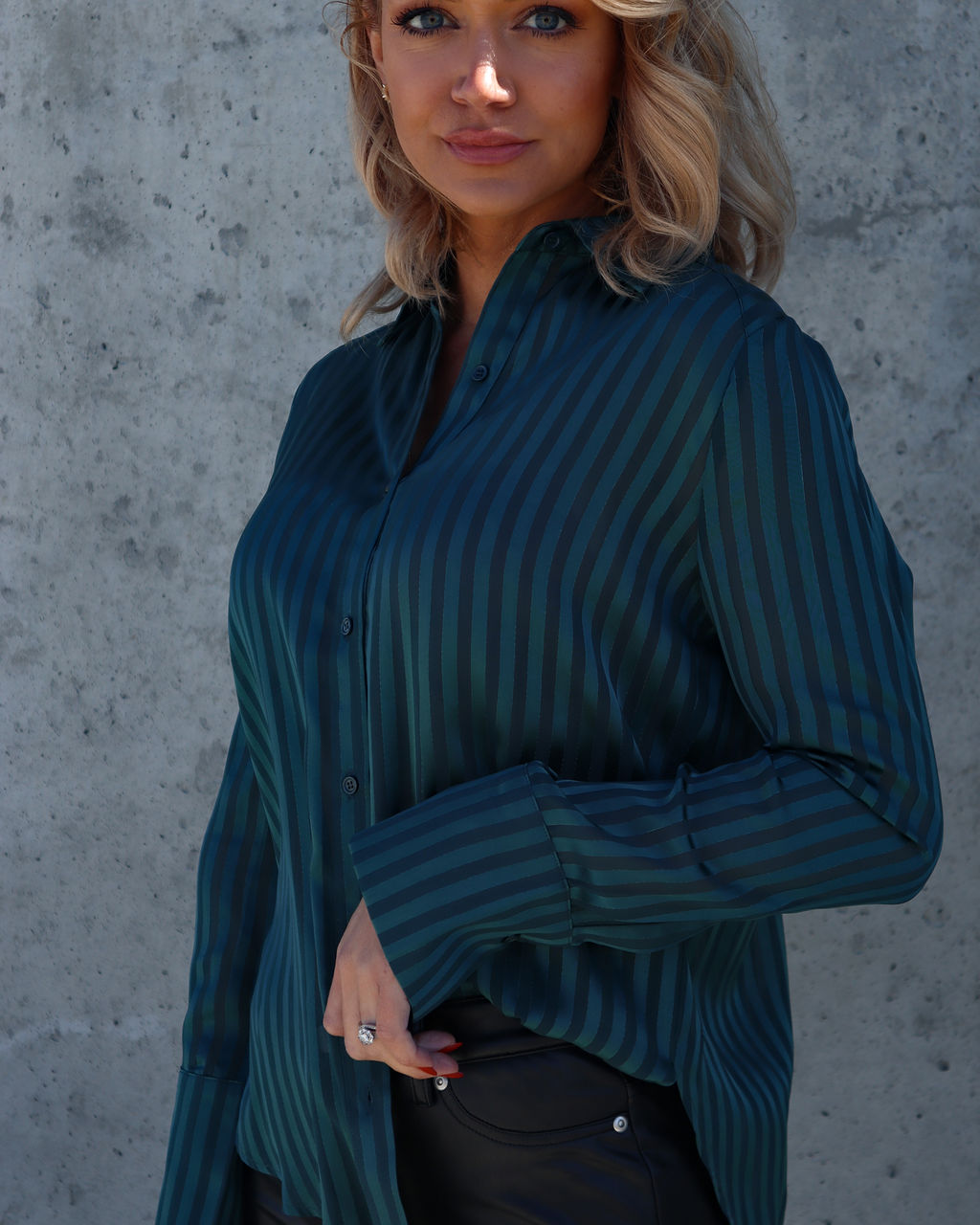 True Happiness Stripe Button Down Top - Pine