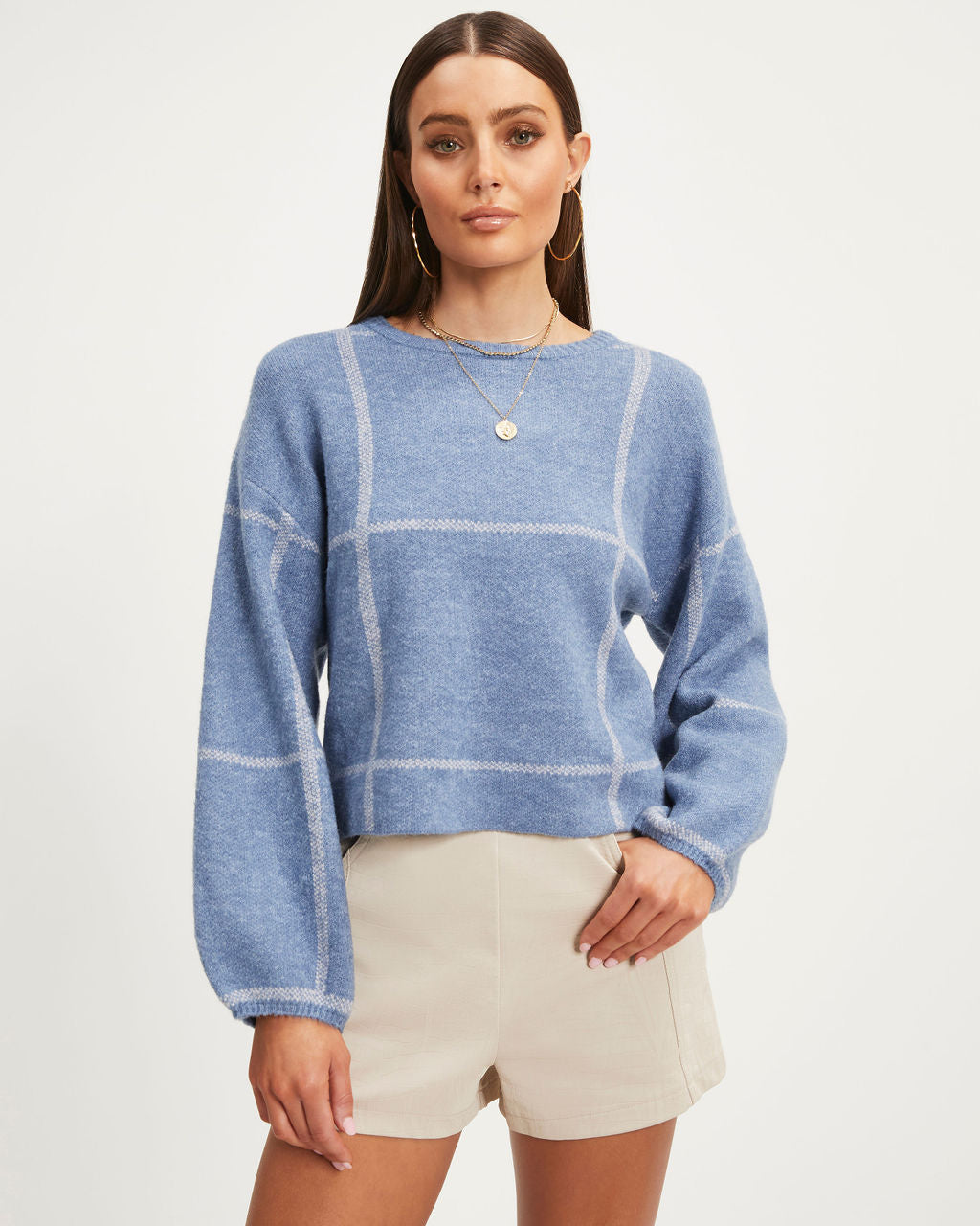 Crystal Bay Knit Pullover Sweater - Blue