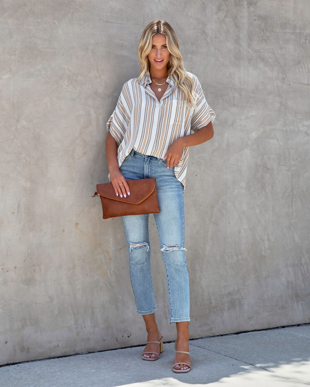 Ellian Striped Button Down Top - FINAL SALE