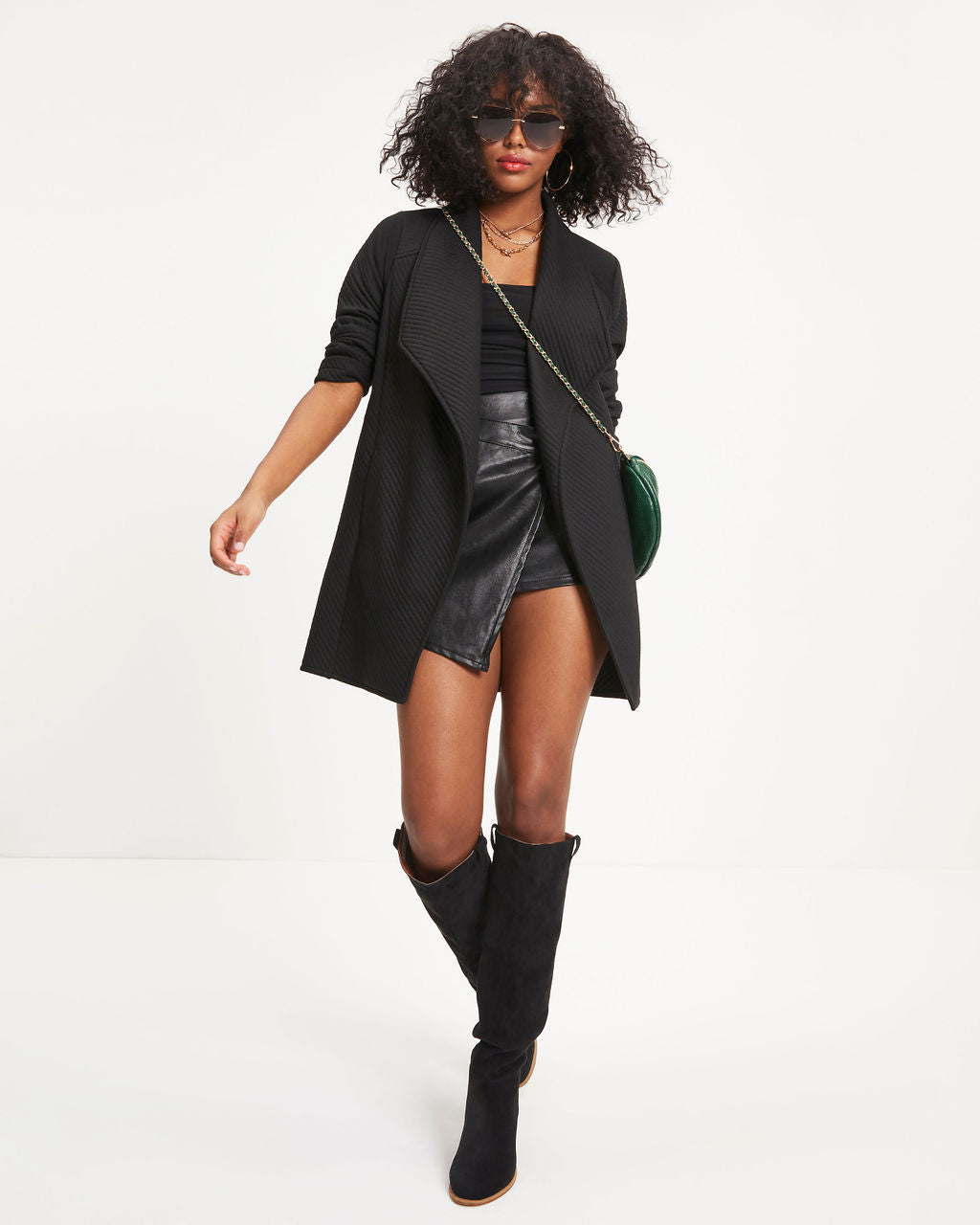Danielle Textured Pocketed Jacket - Black