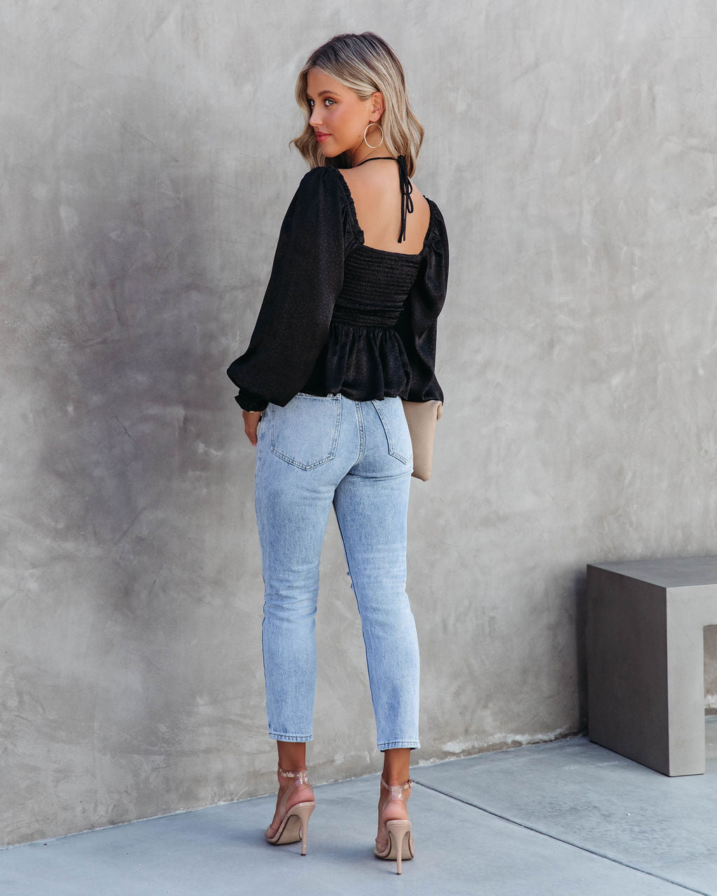 Let Me Be The One Satin Ruched Top - Black