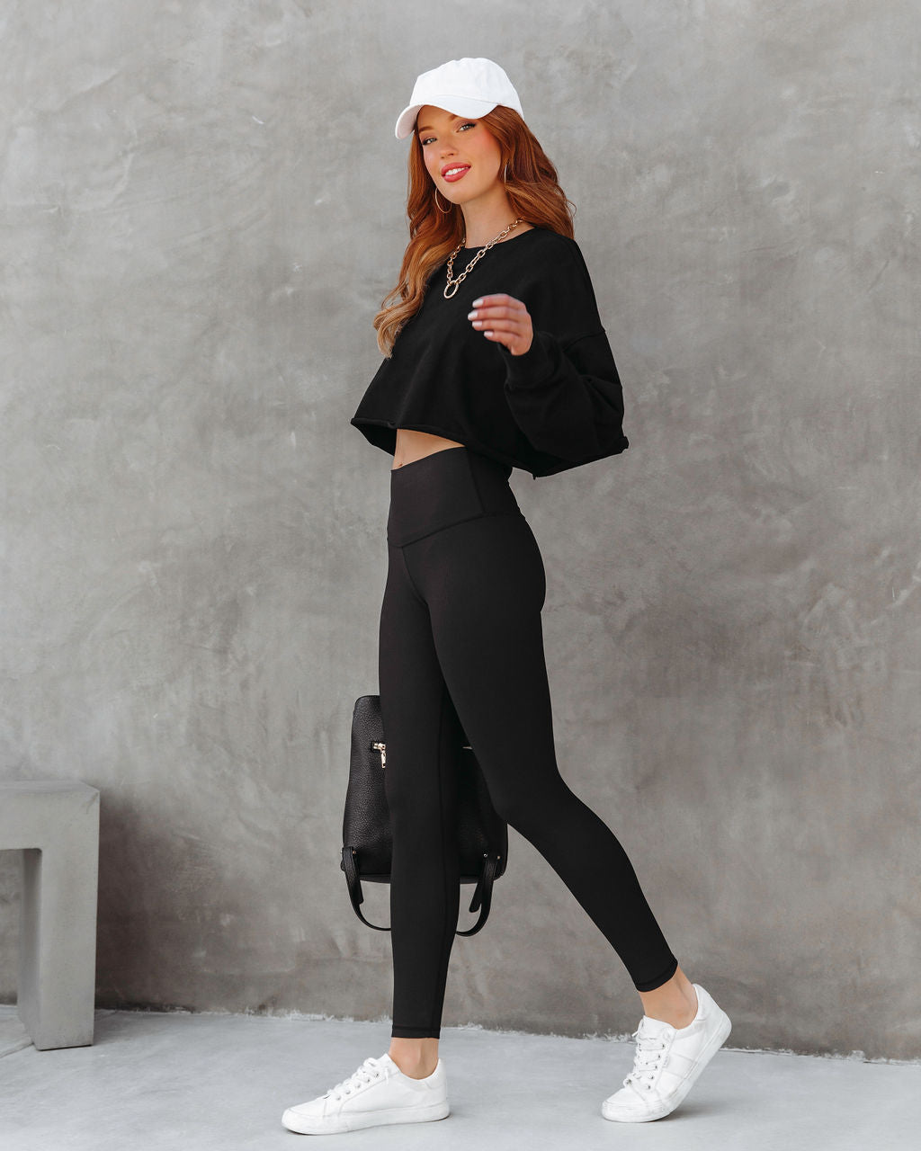 Janice Cotton Long Sleeve Top - Black