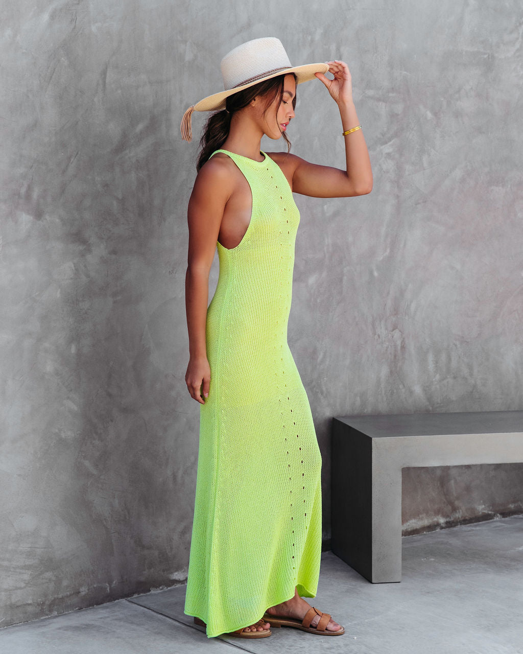 Maui Knit Maxi Dress - Lime - FINAL SALE