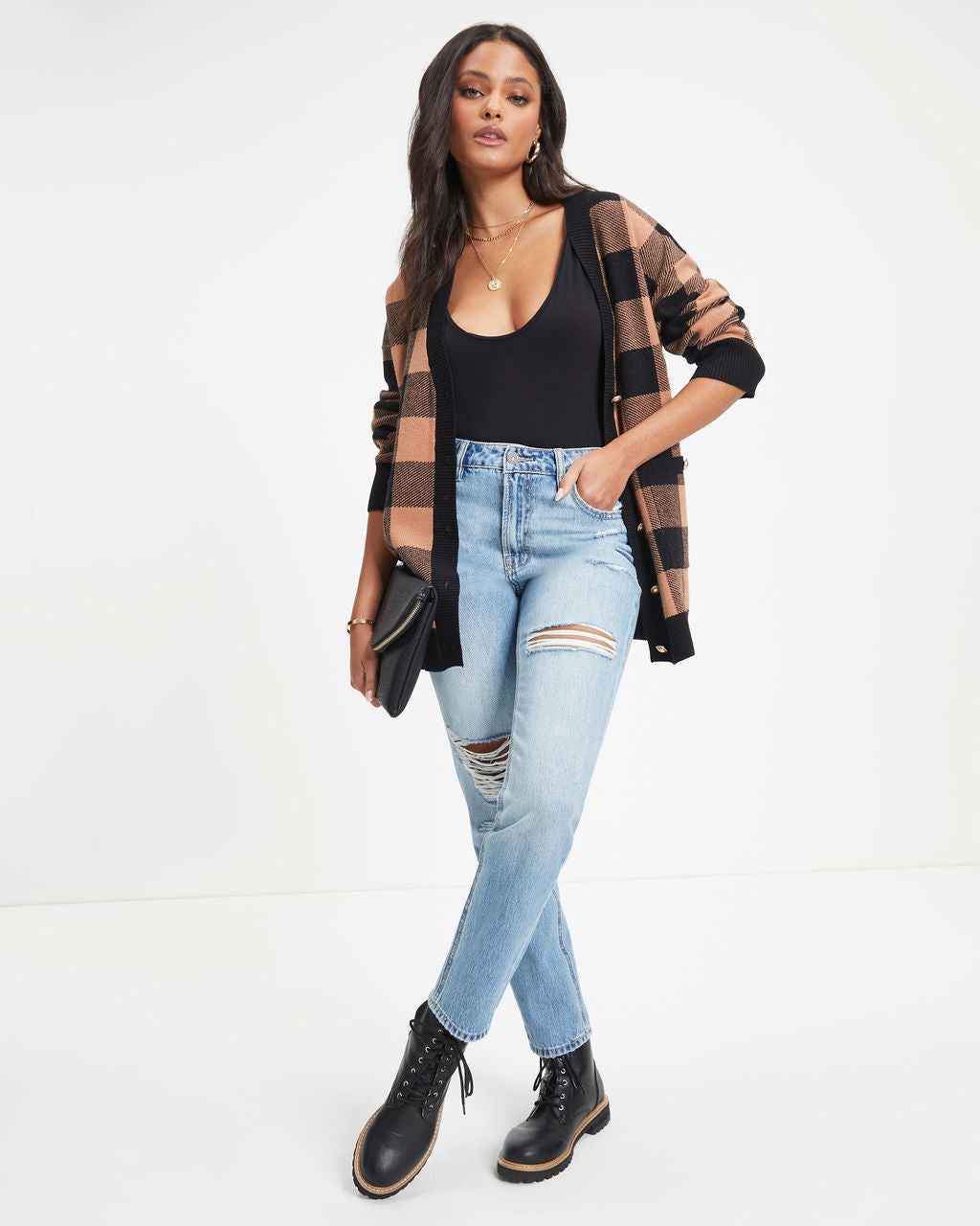 Tilden Pocketed Plaid Cardigan