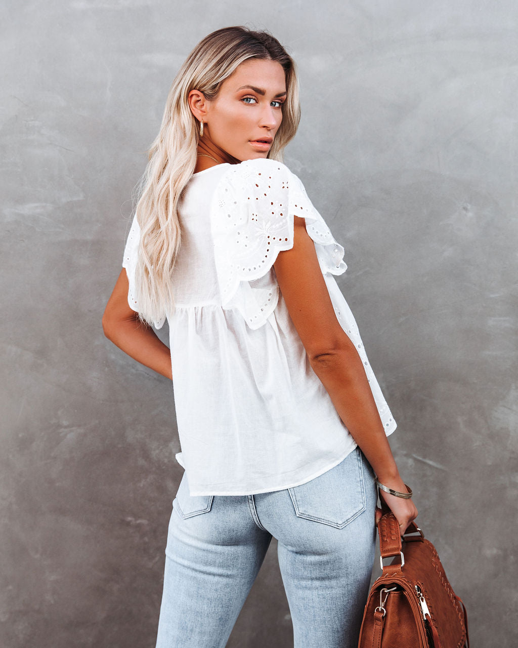 Persephone Cotton Eyelet Babydoll Top - FINAL SALE