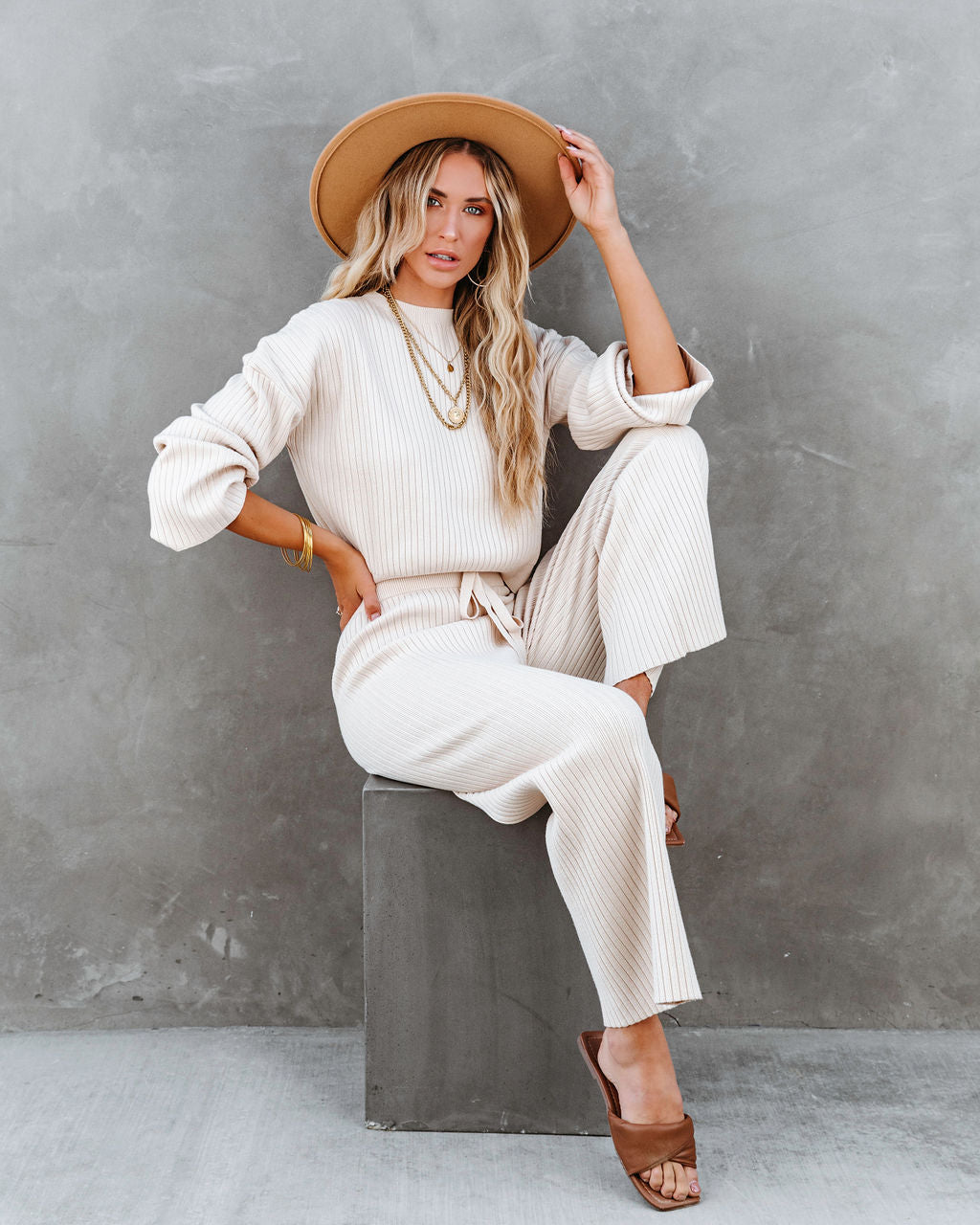 Autumn Splendor Ribbed Knit Crop Top - Beige - FINAL SALE