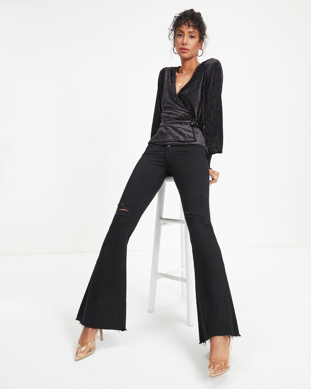Beyond Fabulous Metallic Velvet Wrap Top - FINAL SALE