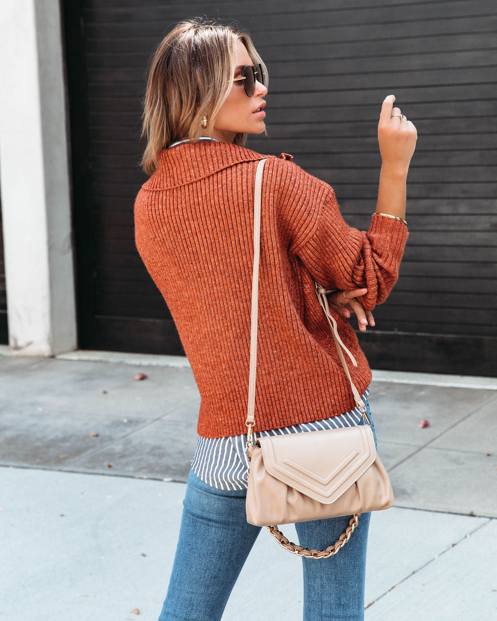Fall Thrills Cable Knit Half Zip Pullover Sweater - Rust