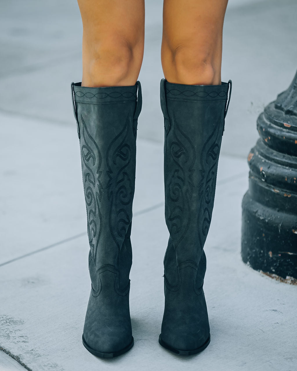 Carolina Western Faux Leather Boots - Black