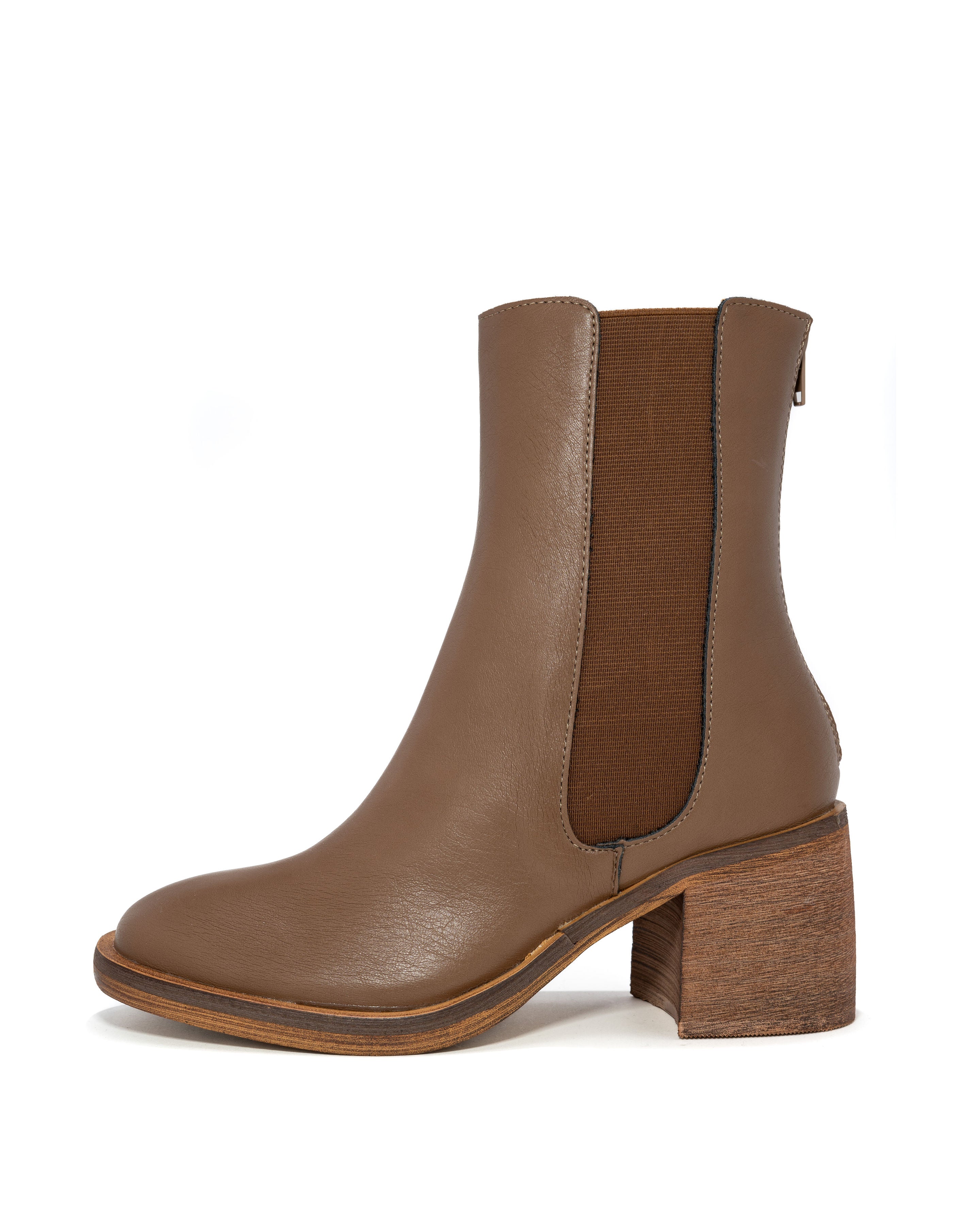 Olivia Faux Leather Bootie - Chocolate