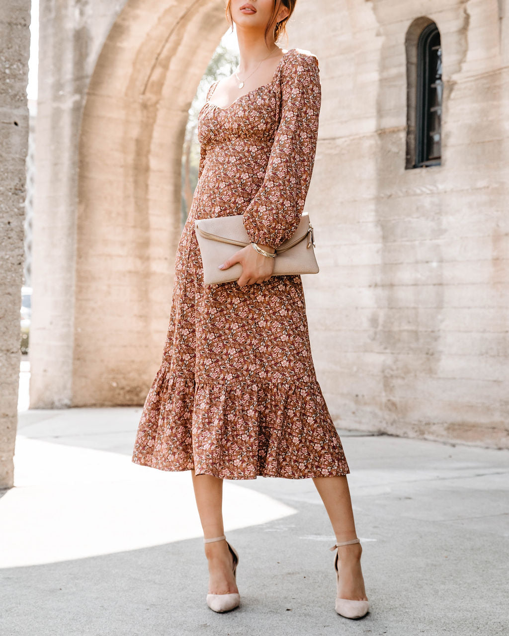 Blessings On Blessings Floral Lace Up Back Midi Dress