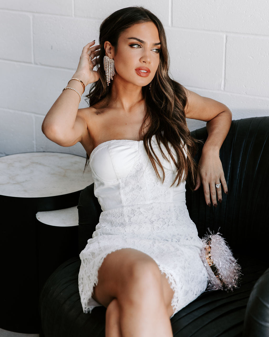 To Be With You Lace Strapless Corset Mini Dress - White