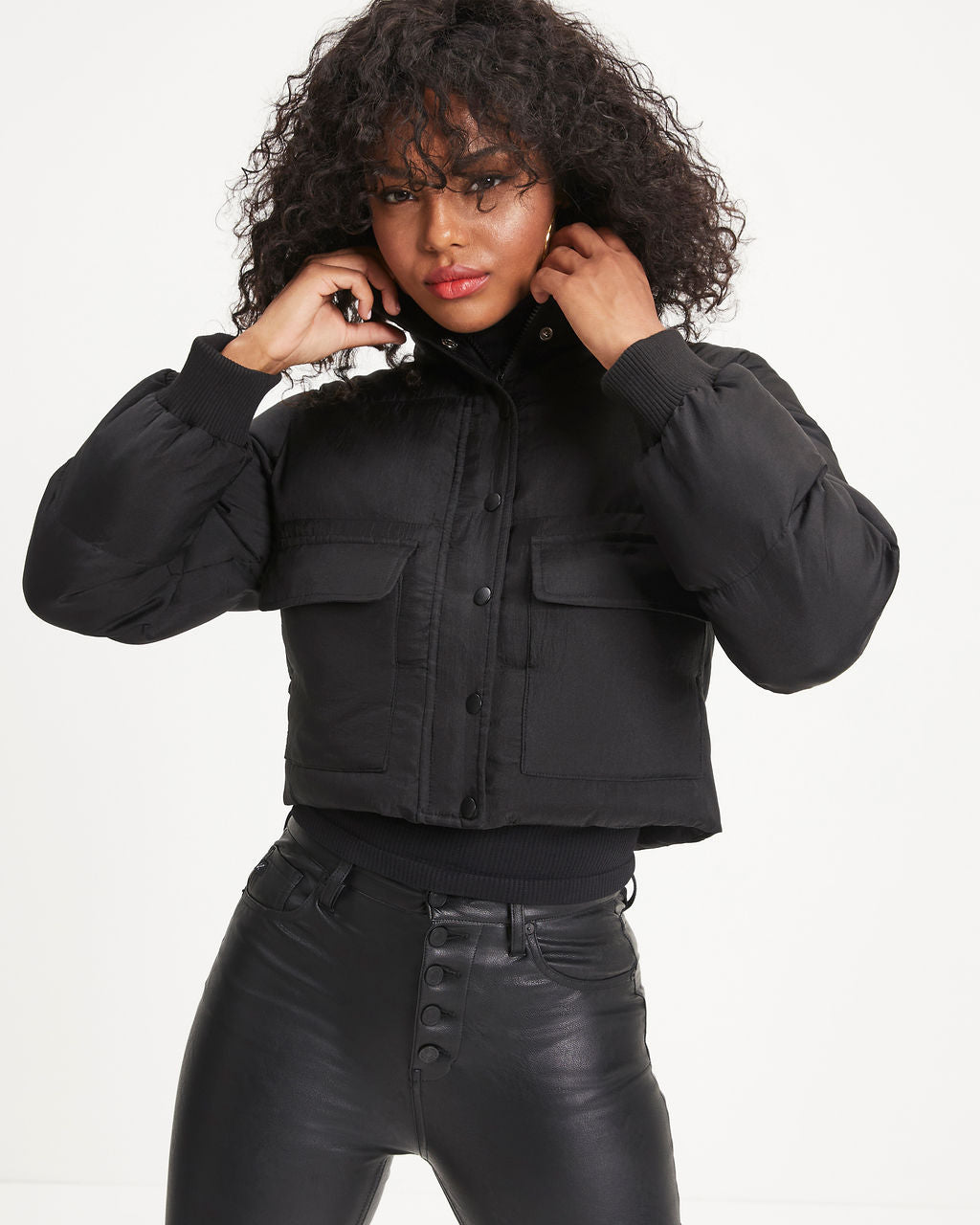 Below Zero Pocketed Puff Jacket - Black