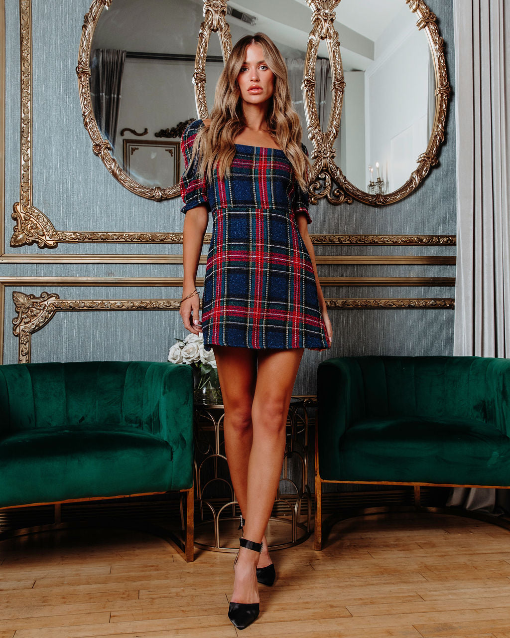 Best Wishes Plaid Tweed Mini Dress