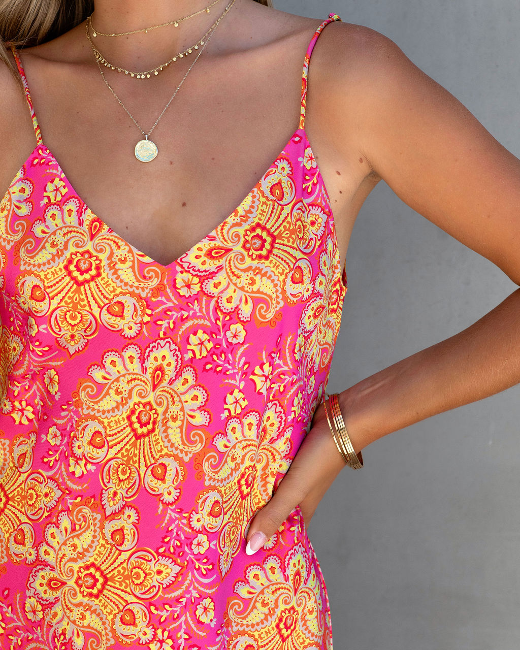 Ambitious Women Retro Paisley Satin Slip Mini Dress - FINAL SALE