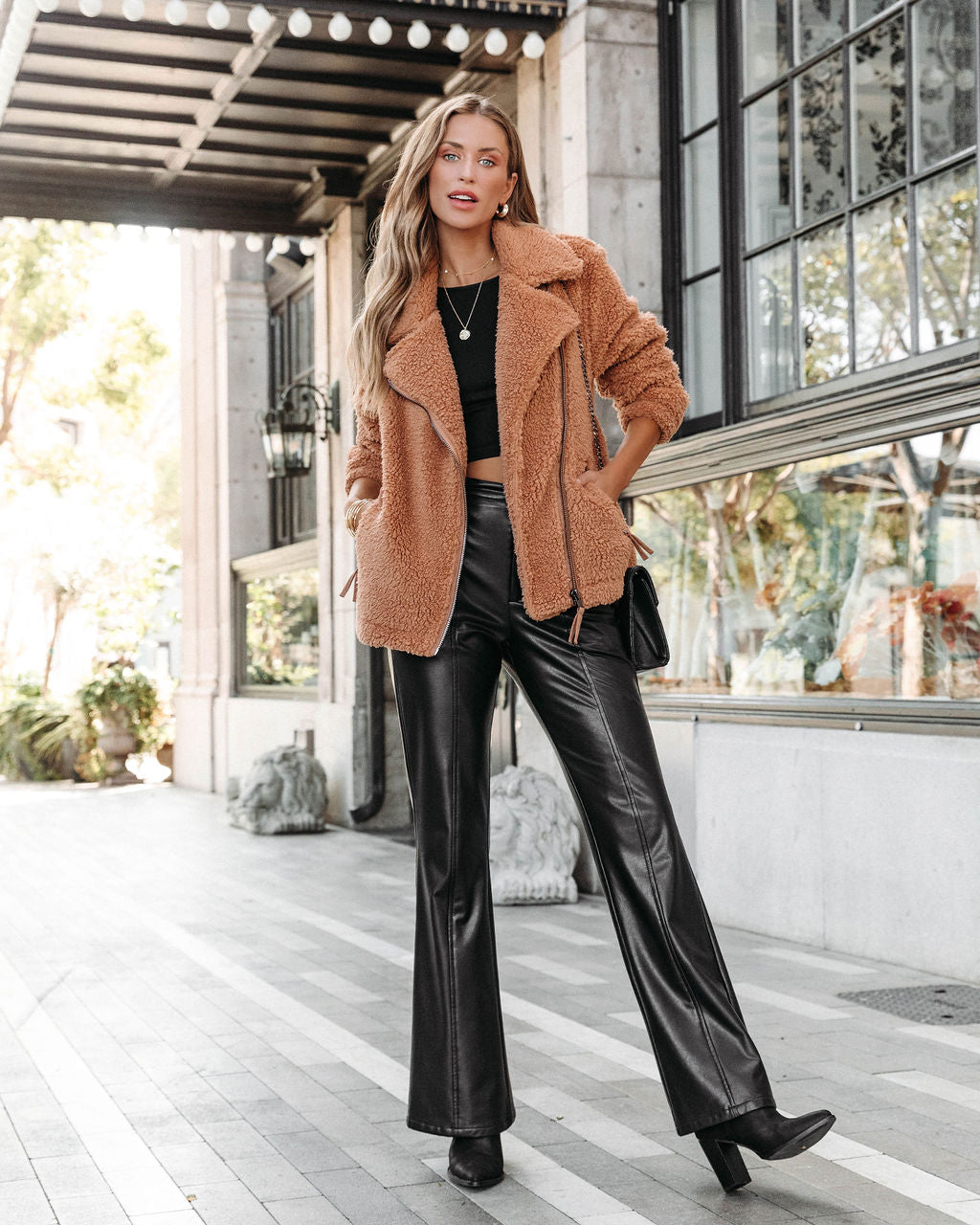 Randall Pocketed Teddy Jacket - Camel