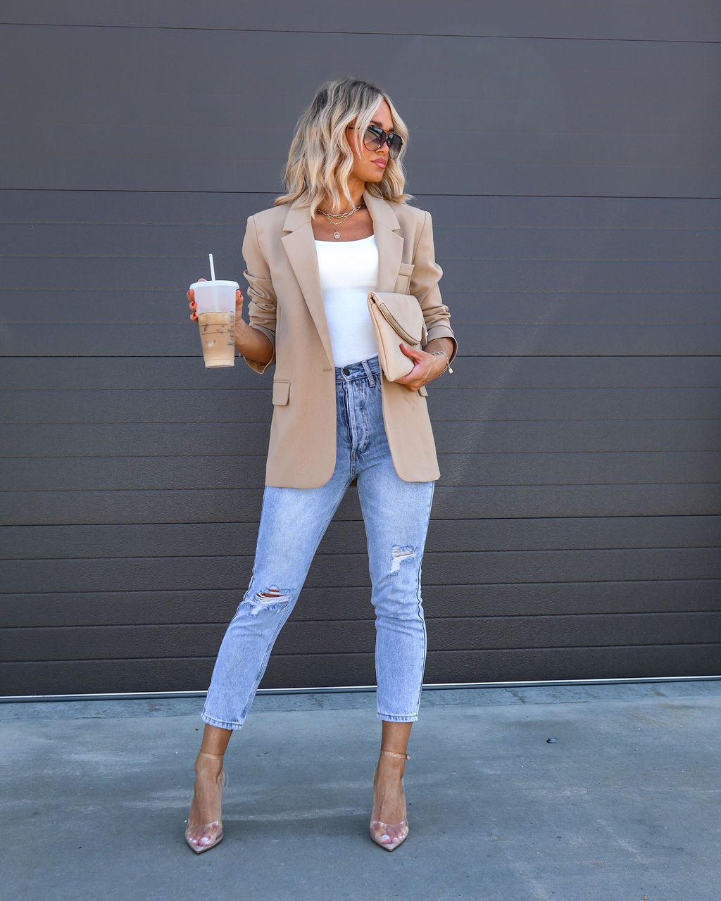 Bevie Pocketed Blazer - Taupe