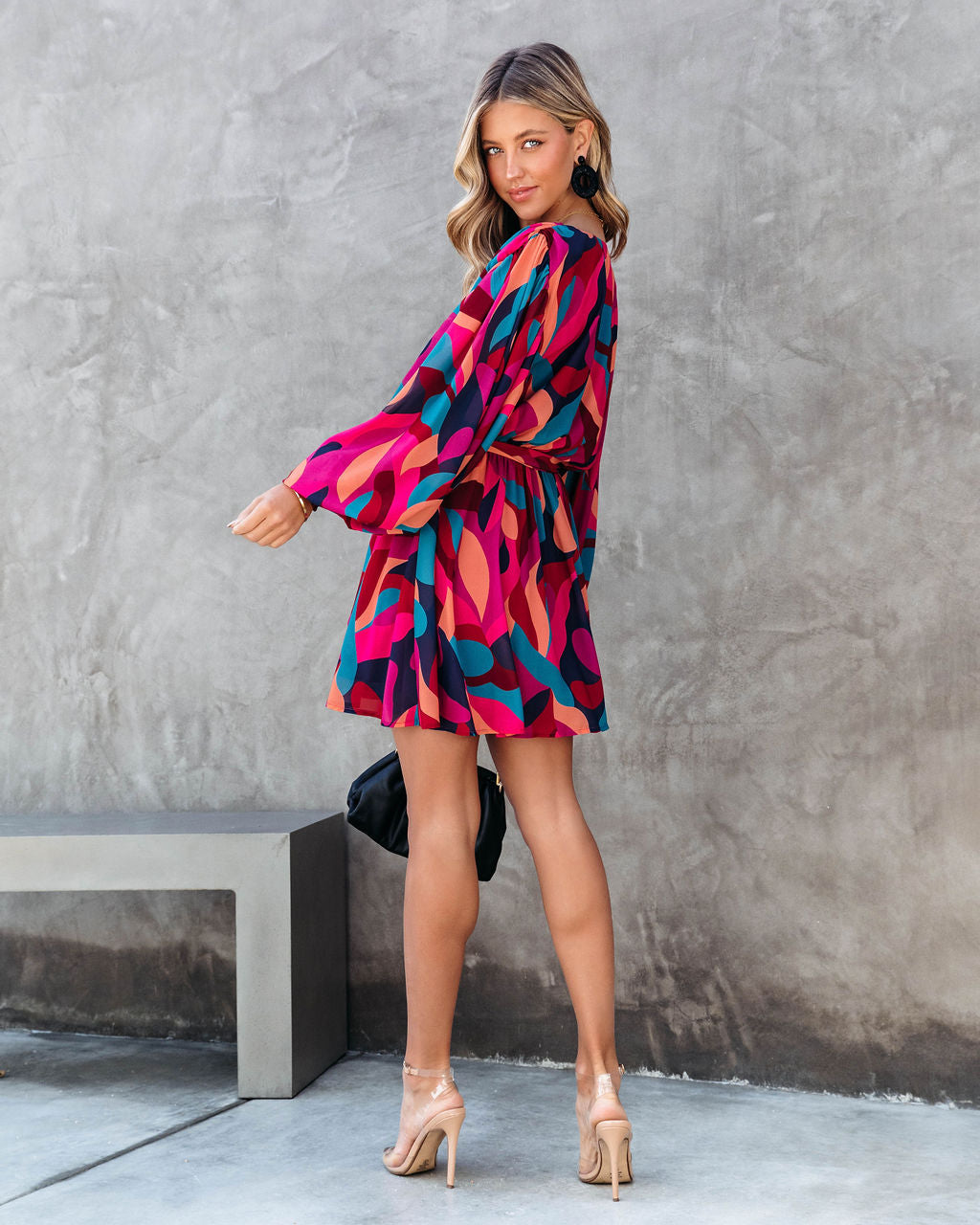 Jenny Printed Balloon Sleeve Mini Dress