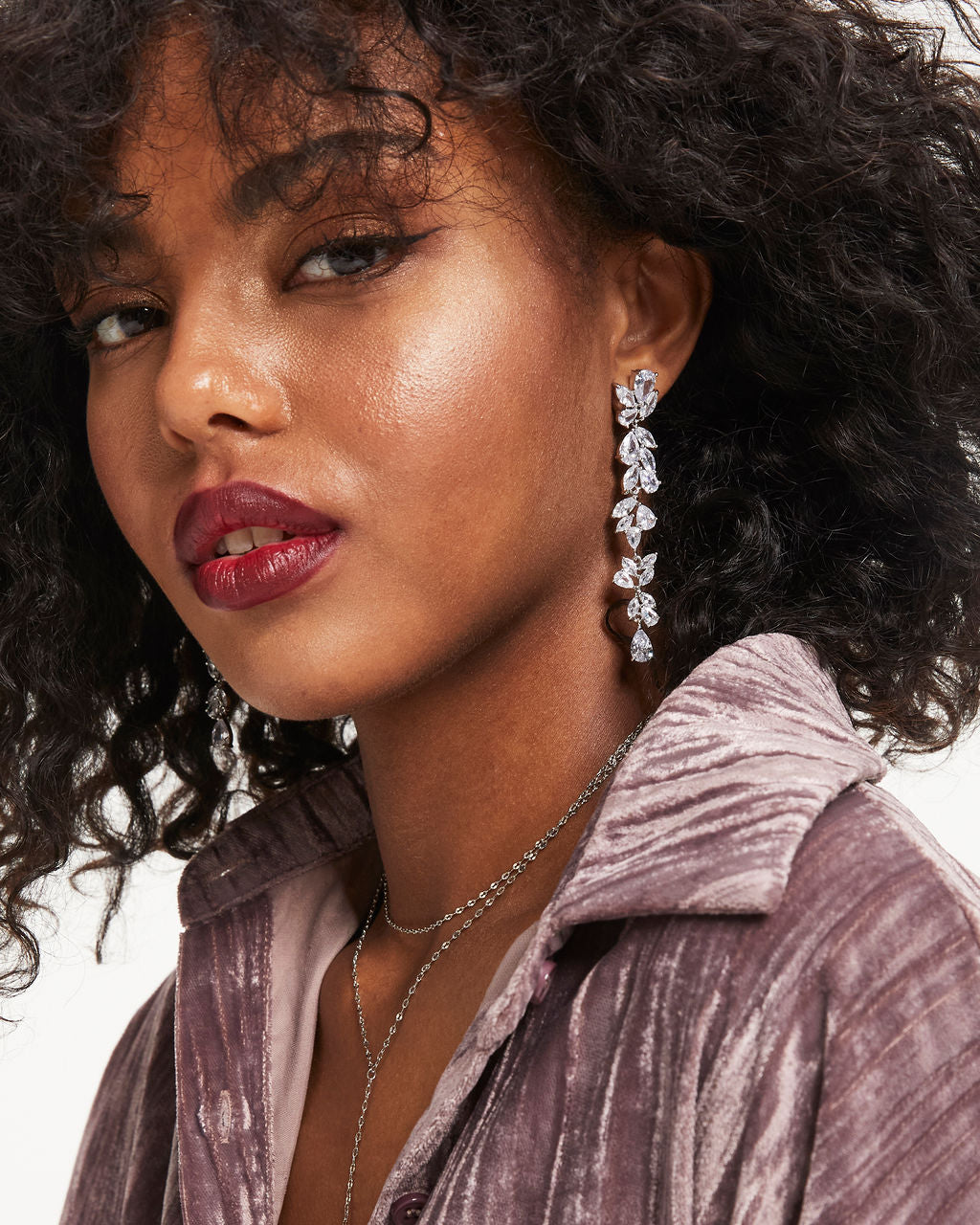 Wishing And Hoping Crystal Drop Earrings - Silver