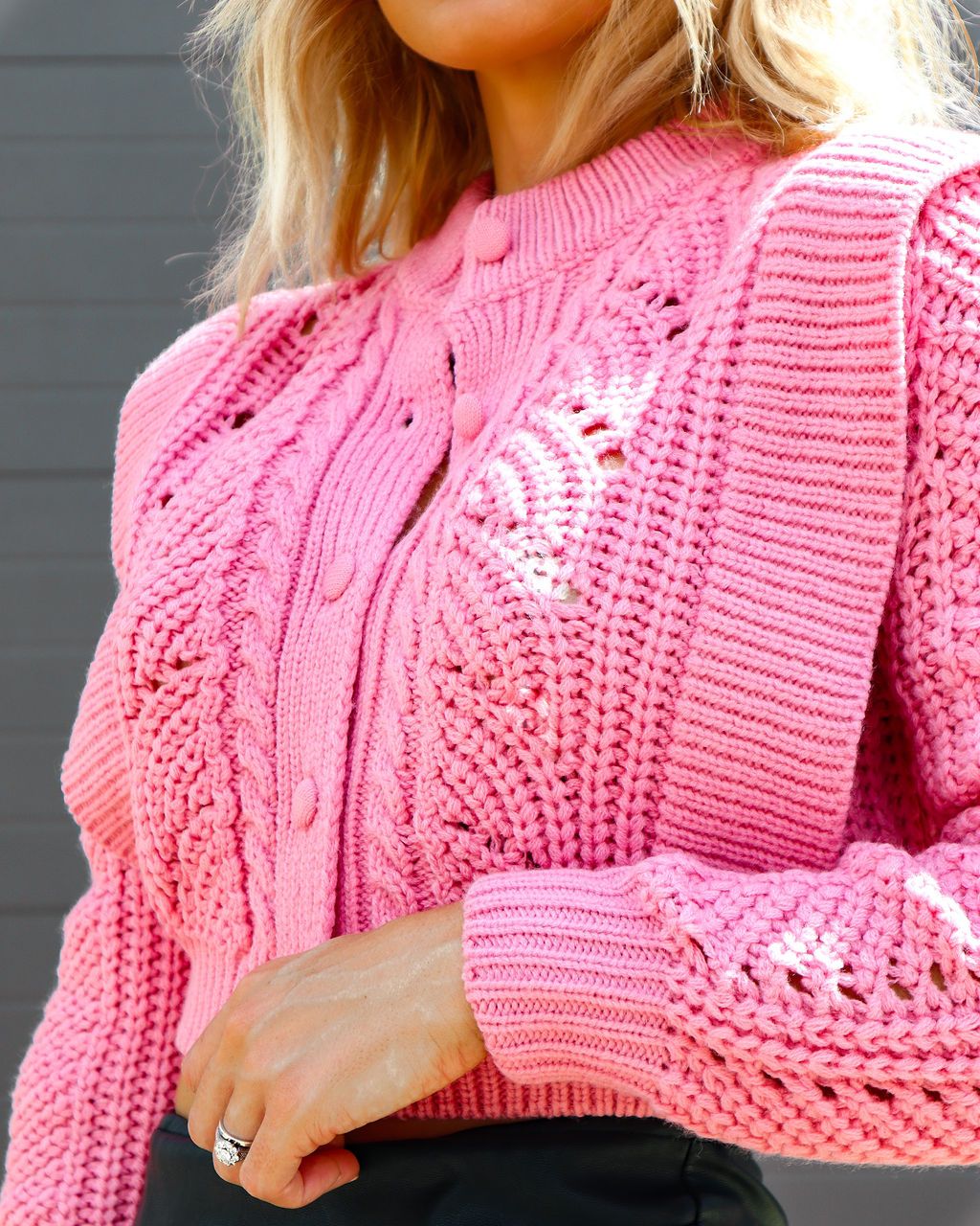 Super Cute Knit Cropped Cardigan - Pink