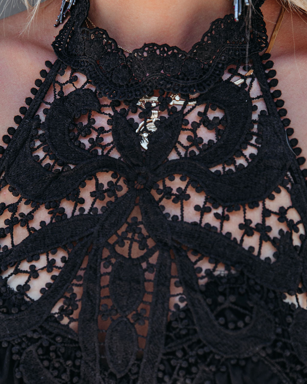 Keats Crochet Halter Mini Dress - Black - FINAL SALE
