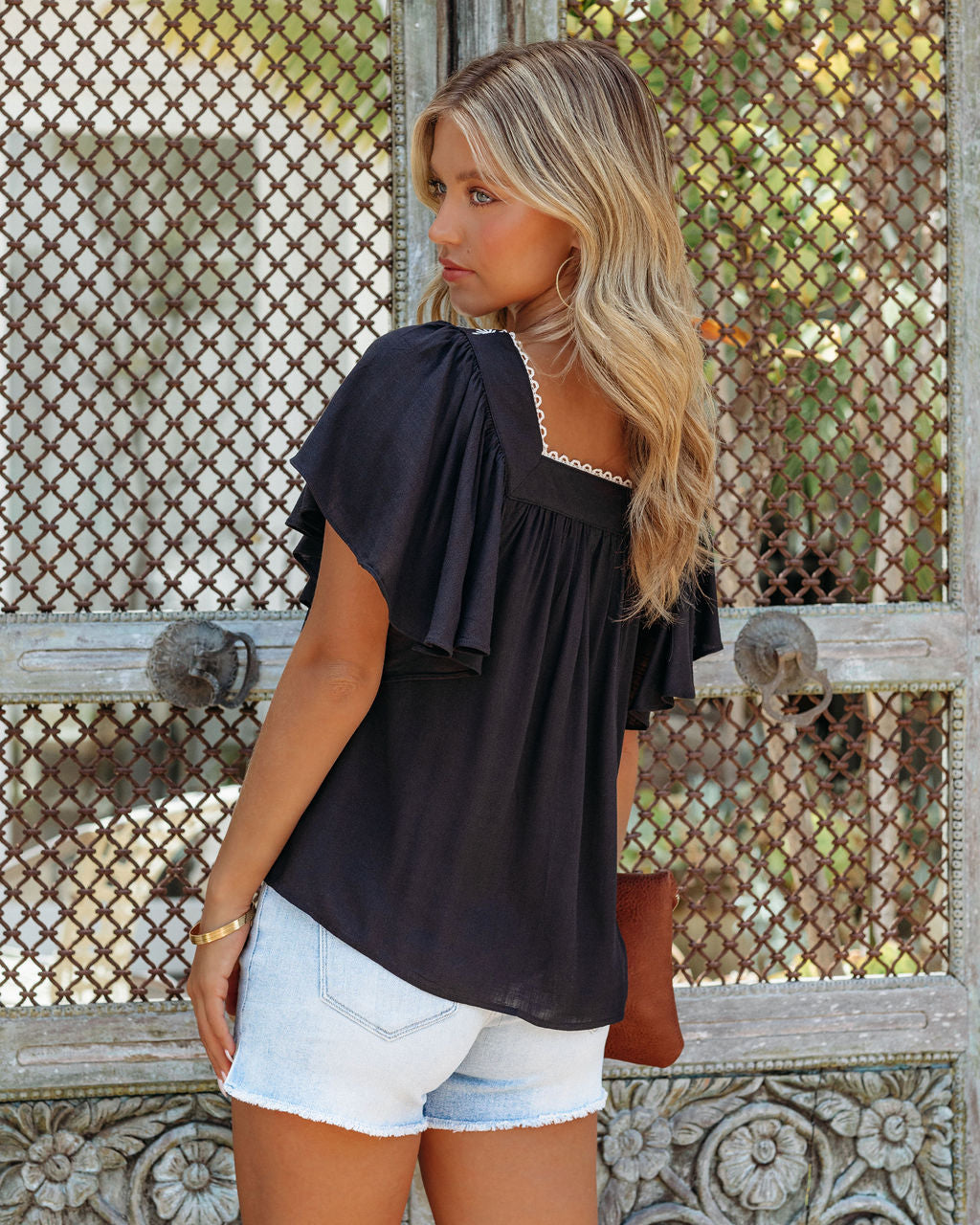 Dos Santos Babydoll Embroidered Top - FINAL SALE