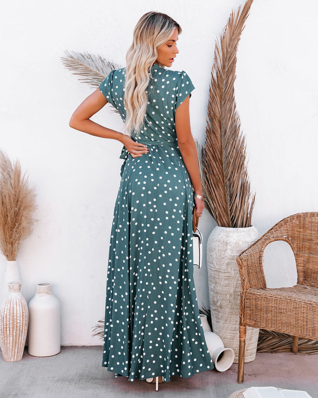 Hit The Spot Wrap Maxi Dress - Teal - SALE