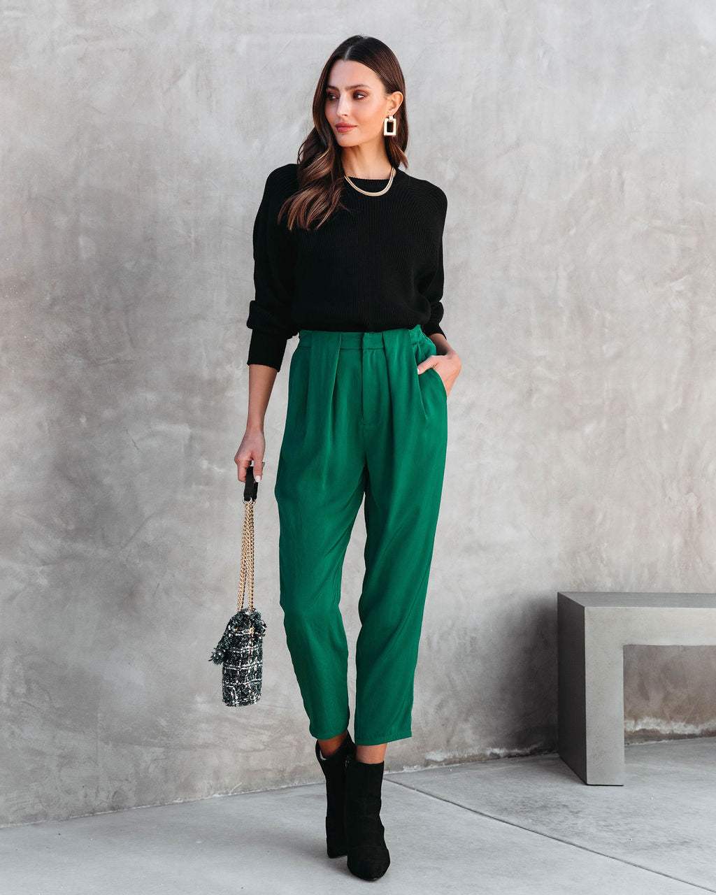 Carly Ribbed Knit Long Sleeve Top - Black