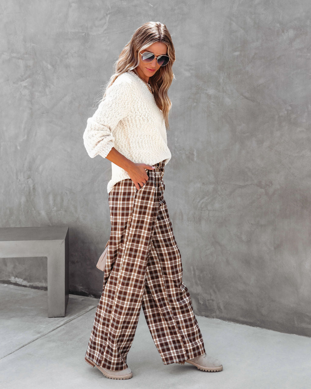 Pumpkin Spice Season Knit Pullover Sweater - Cream