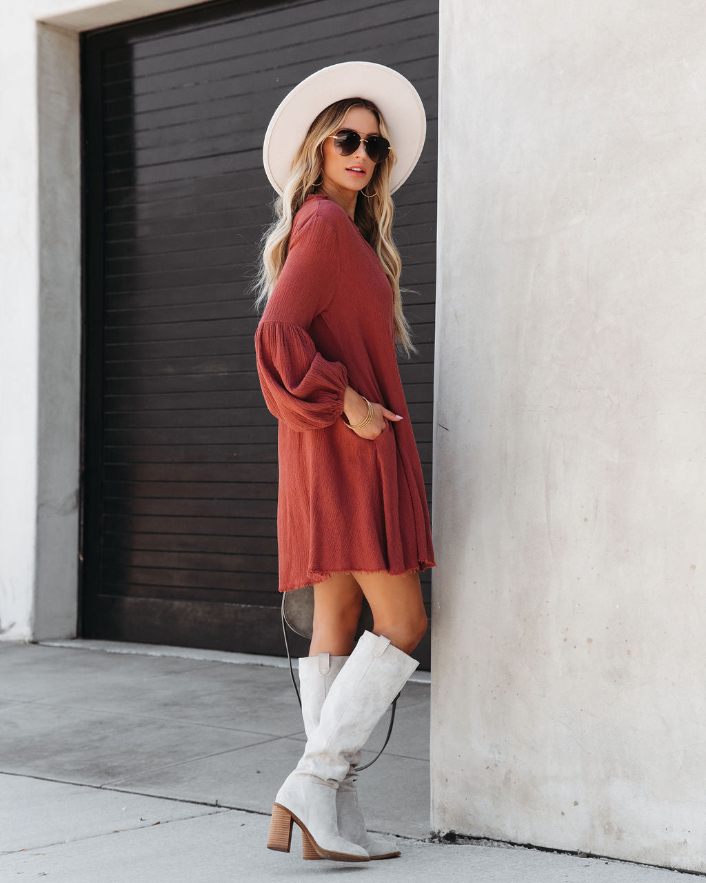 Blakeley Cotton Pocketed Button Down Shirt Dress - Clay