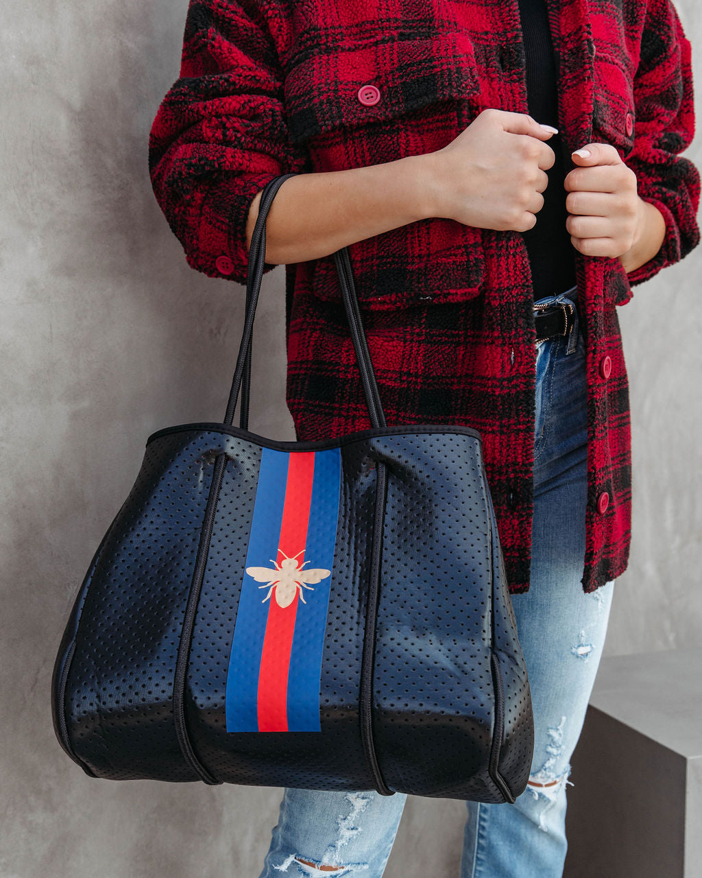 Queen Bee Neoprene Tote Bag - Black - PARKER & HYDE