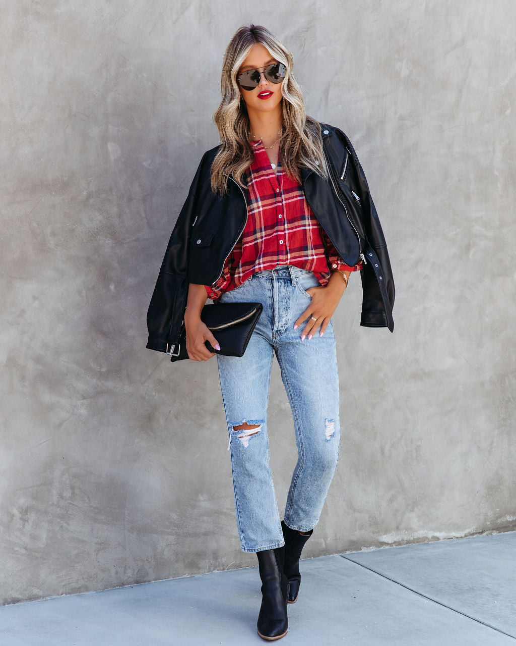 Applecrest Plaid Cotton Button Up Top - SALE