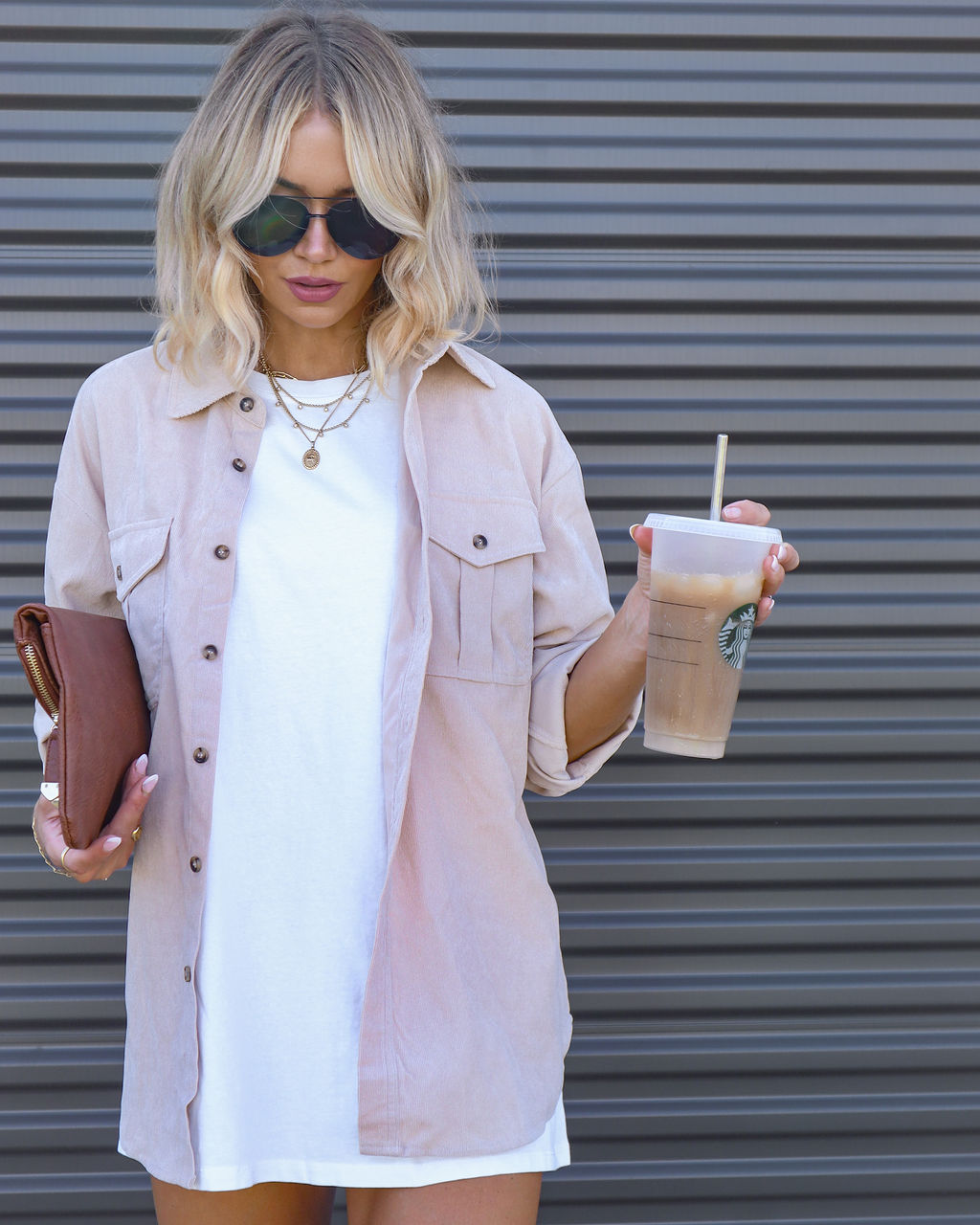 Fall Bonfire Button Down Top - Beige - SALE