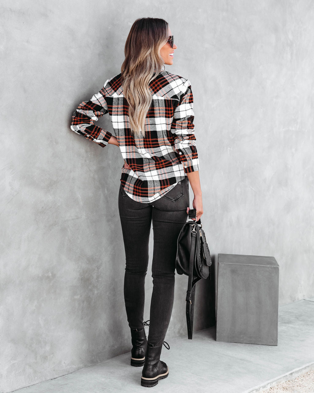 Always The Pick Of The Patch Plaid Pocketed Button Down Top