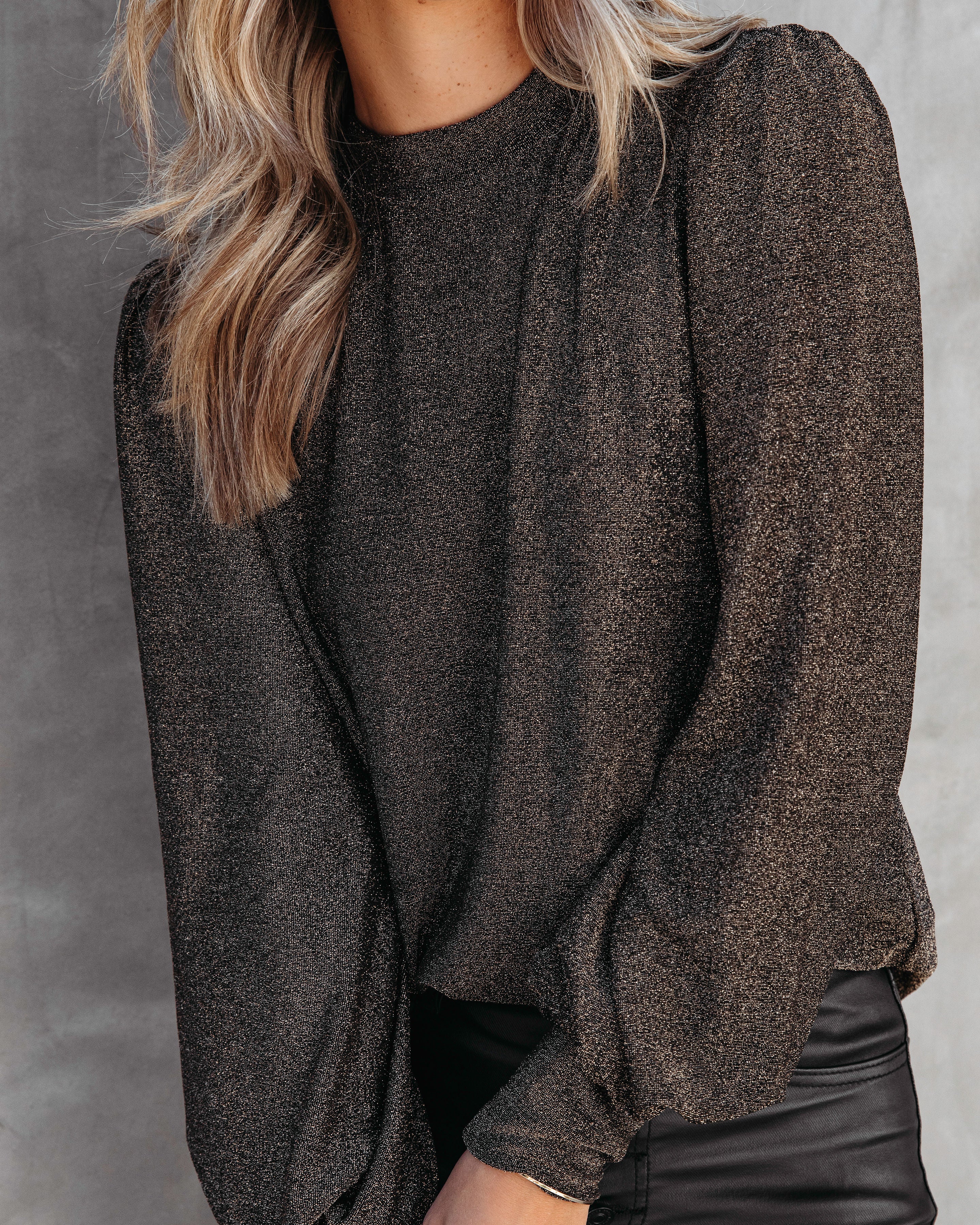 Royally Ever After Metallic Puff Sleeve Top