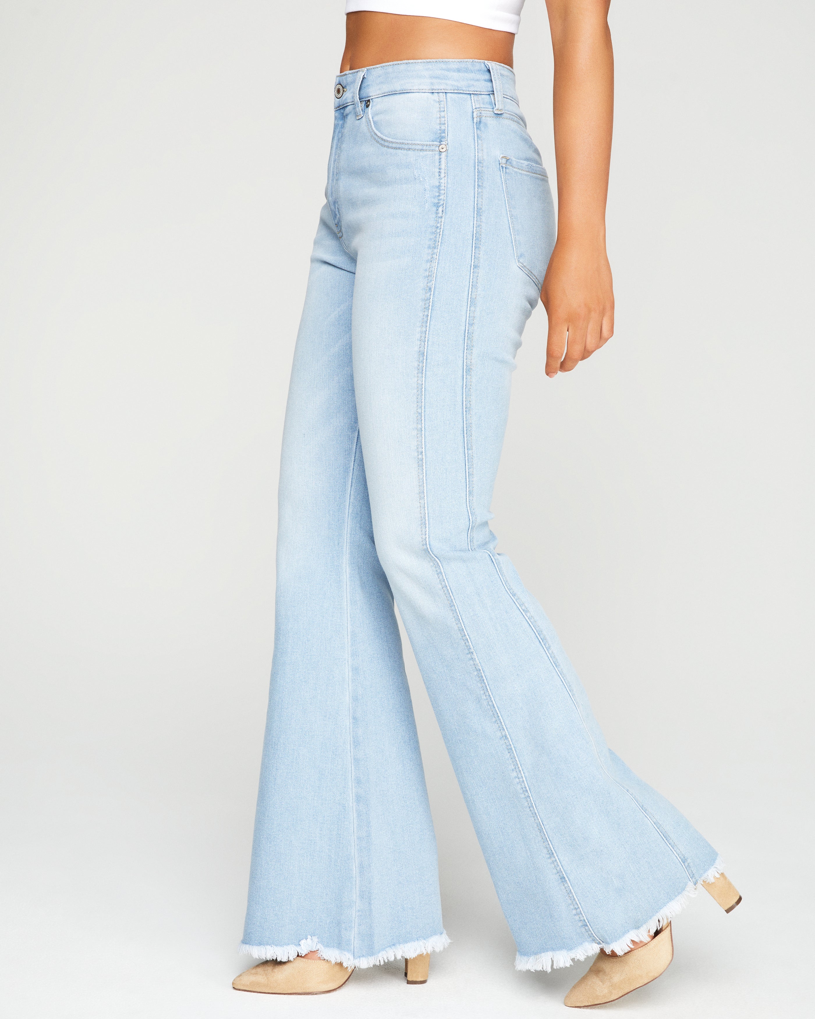 Annika High Rise Bell Bottom Frayed Denim - FINAL SALE