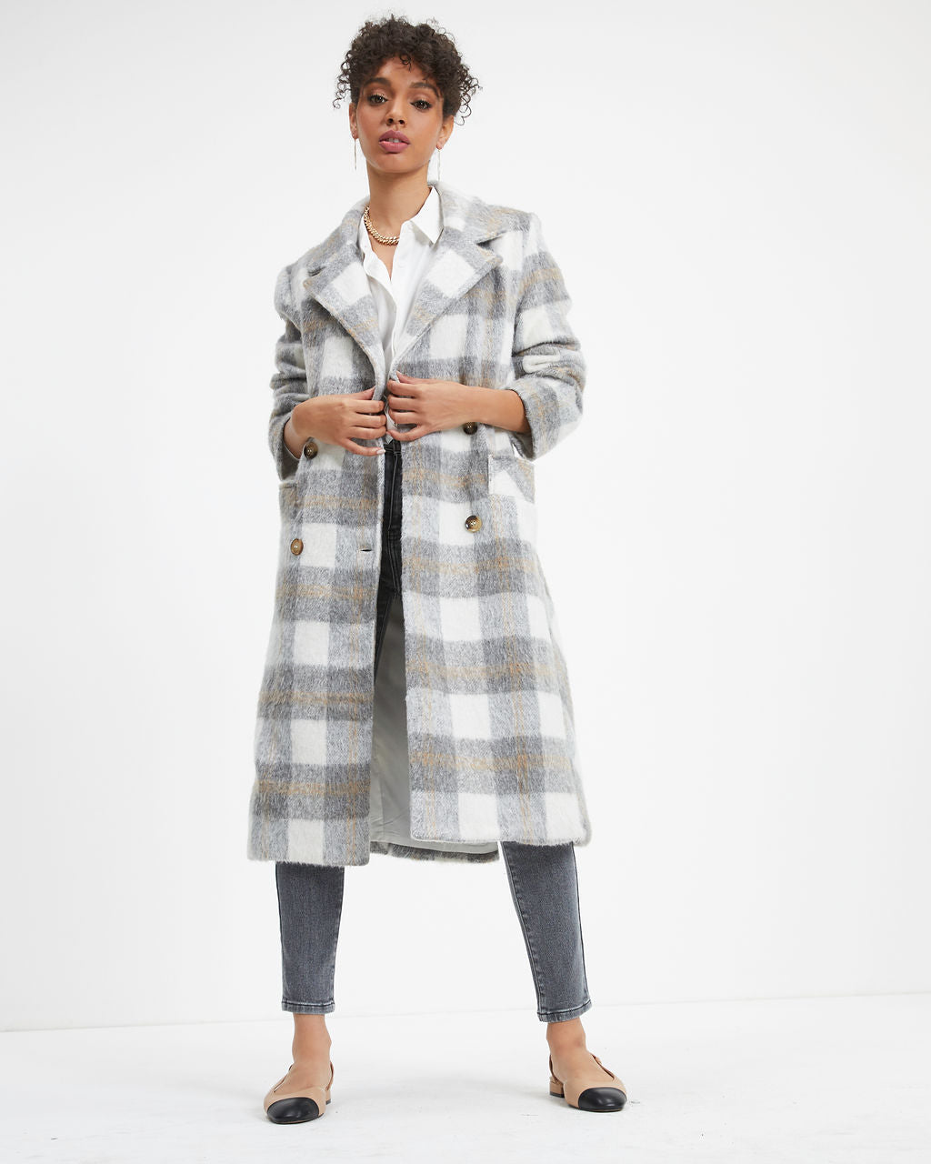 Pleased To Meet You Plaid Pocketed Coat