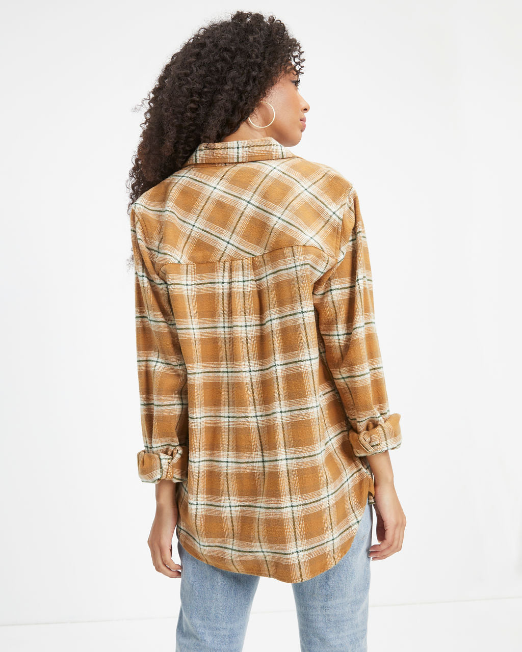 Falls Gold Rush Plaid Button Down Top
