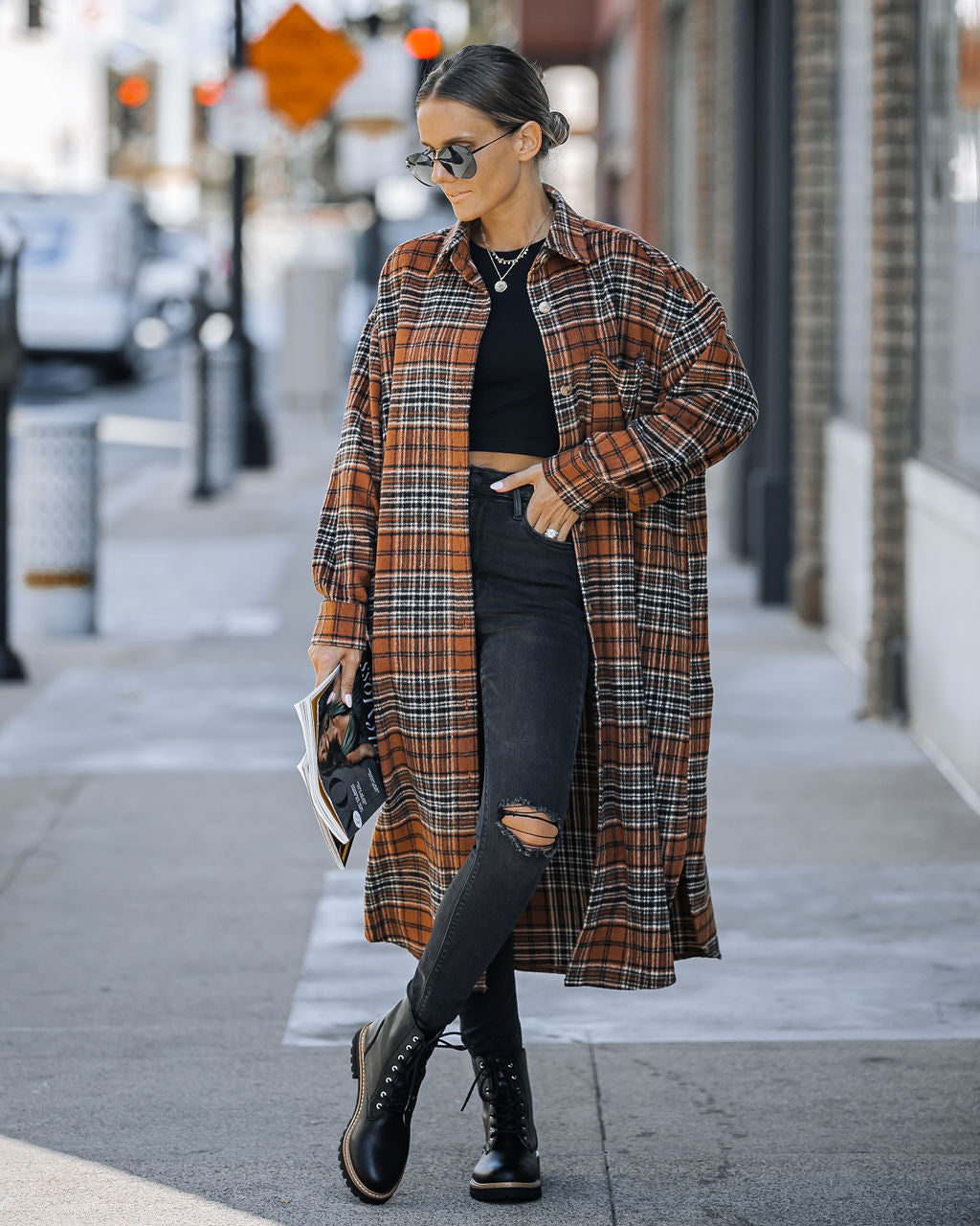Expectations Plaid Button Up Coat